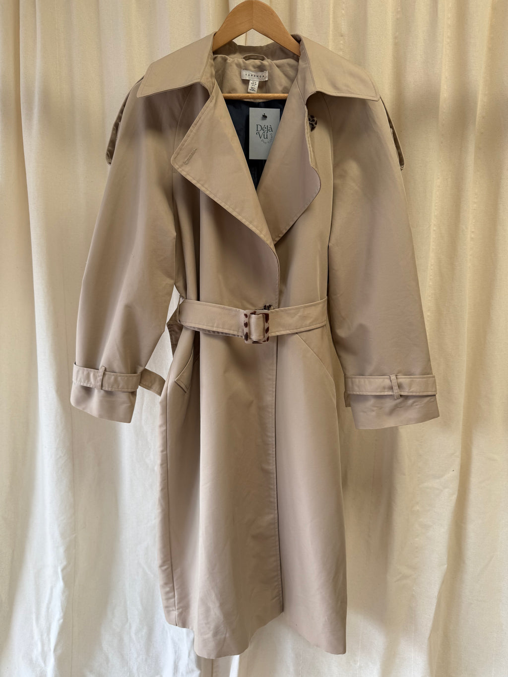 Topshop Oversized Clean Tailored Trench Coat in Stone, Size S