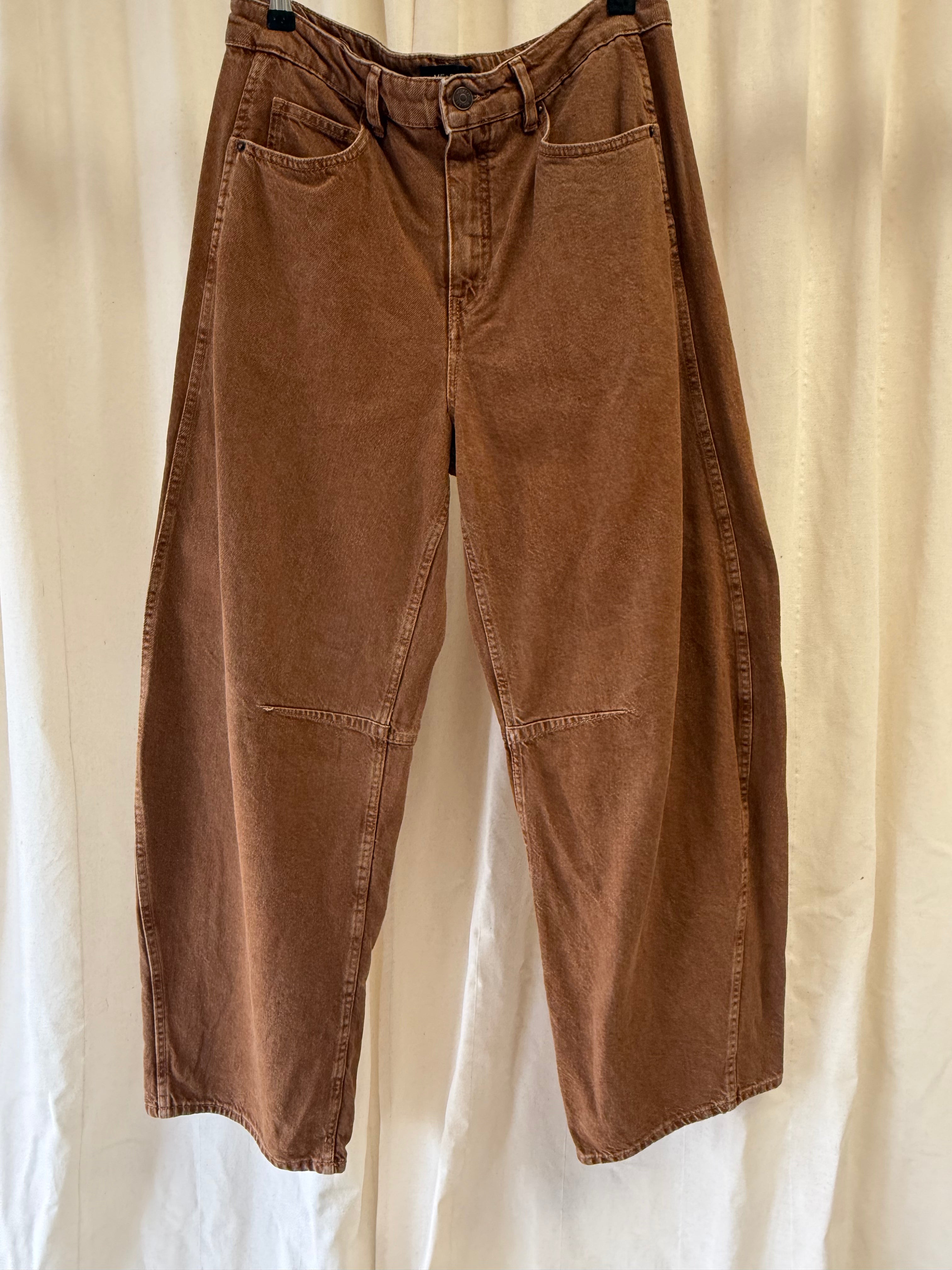 ME+EM Extreme Tapered Jeans in Brown, Size M