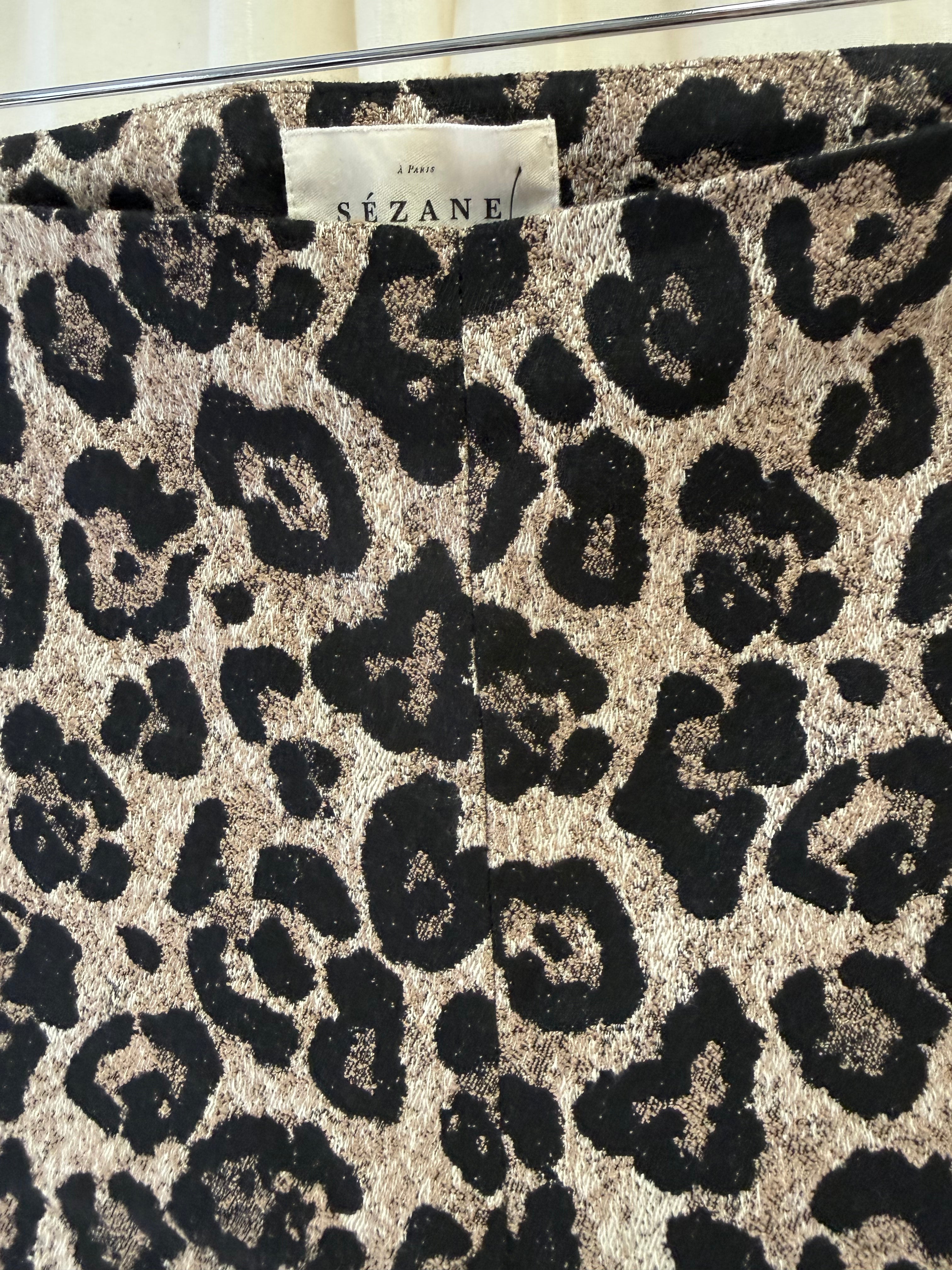 Sézane Ciara Trousers in Leopard Jacquard, Size XS