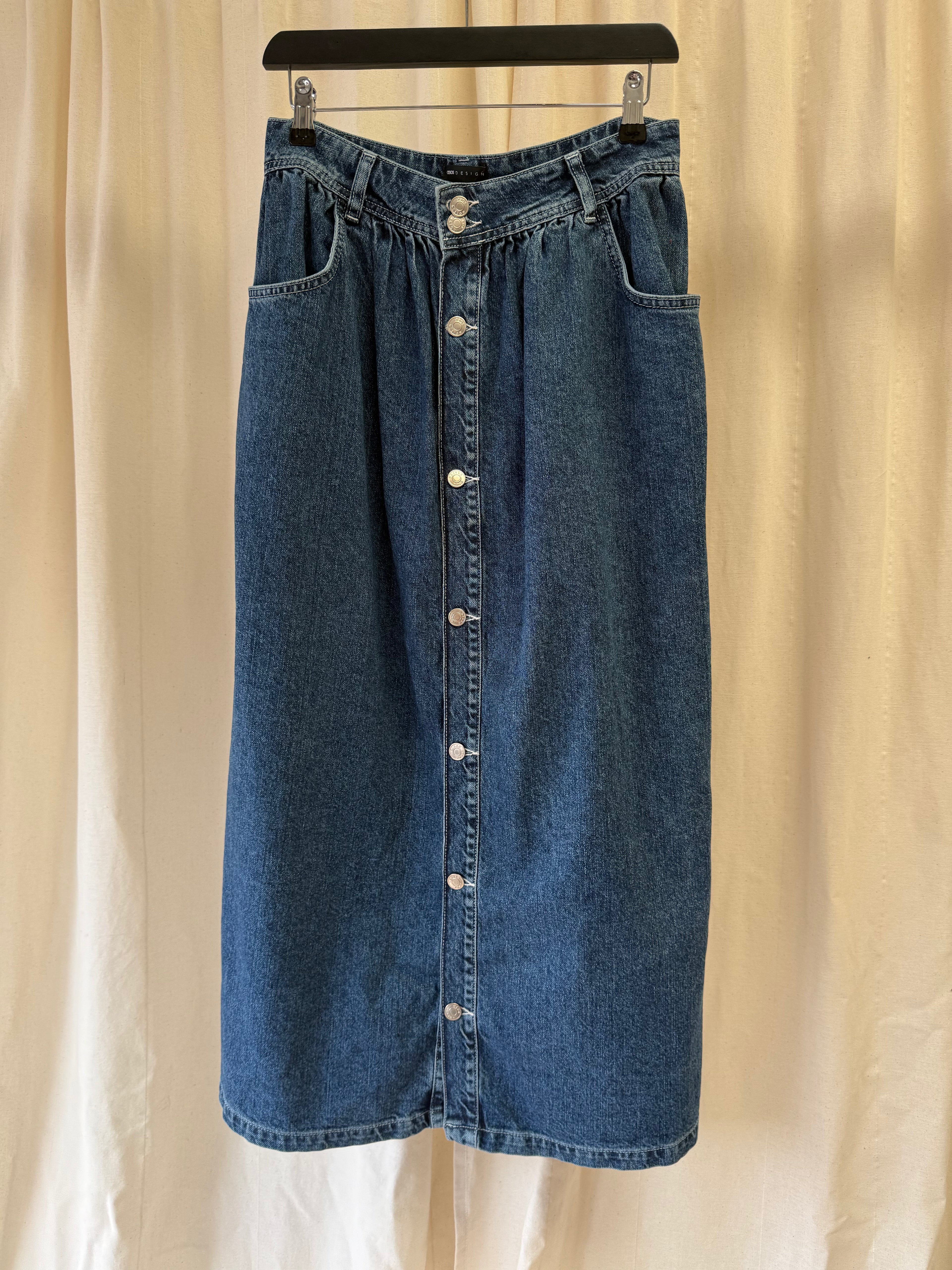 Asos denim midi skirt with buttons, Size M
