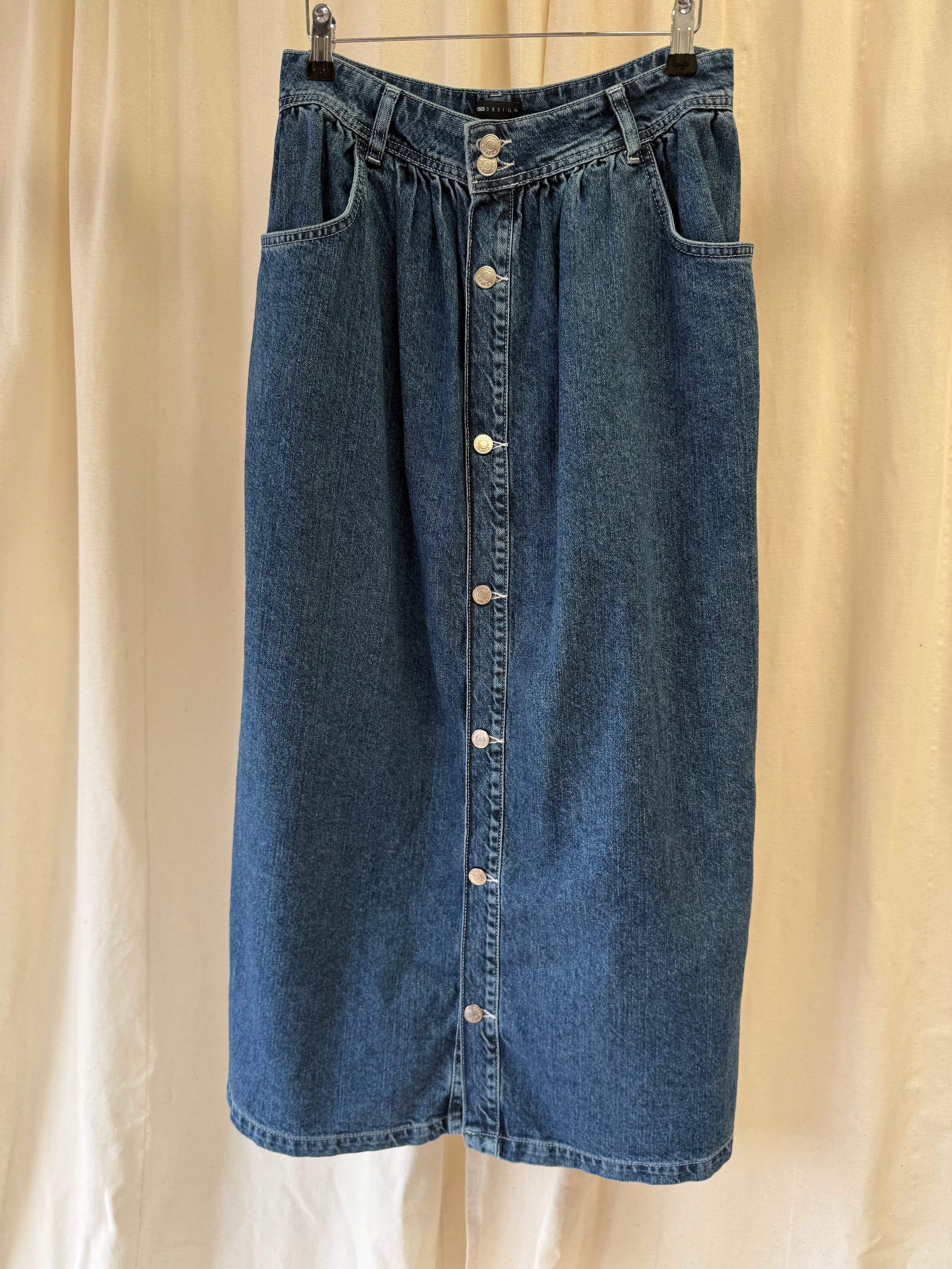 Asos denim midi skirt with buttons, Size M