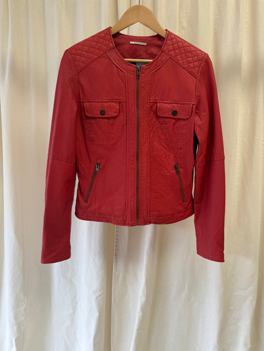 Chattawak Leather Jacket in Red, Size M