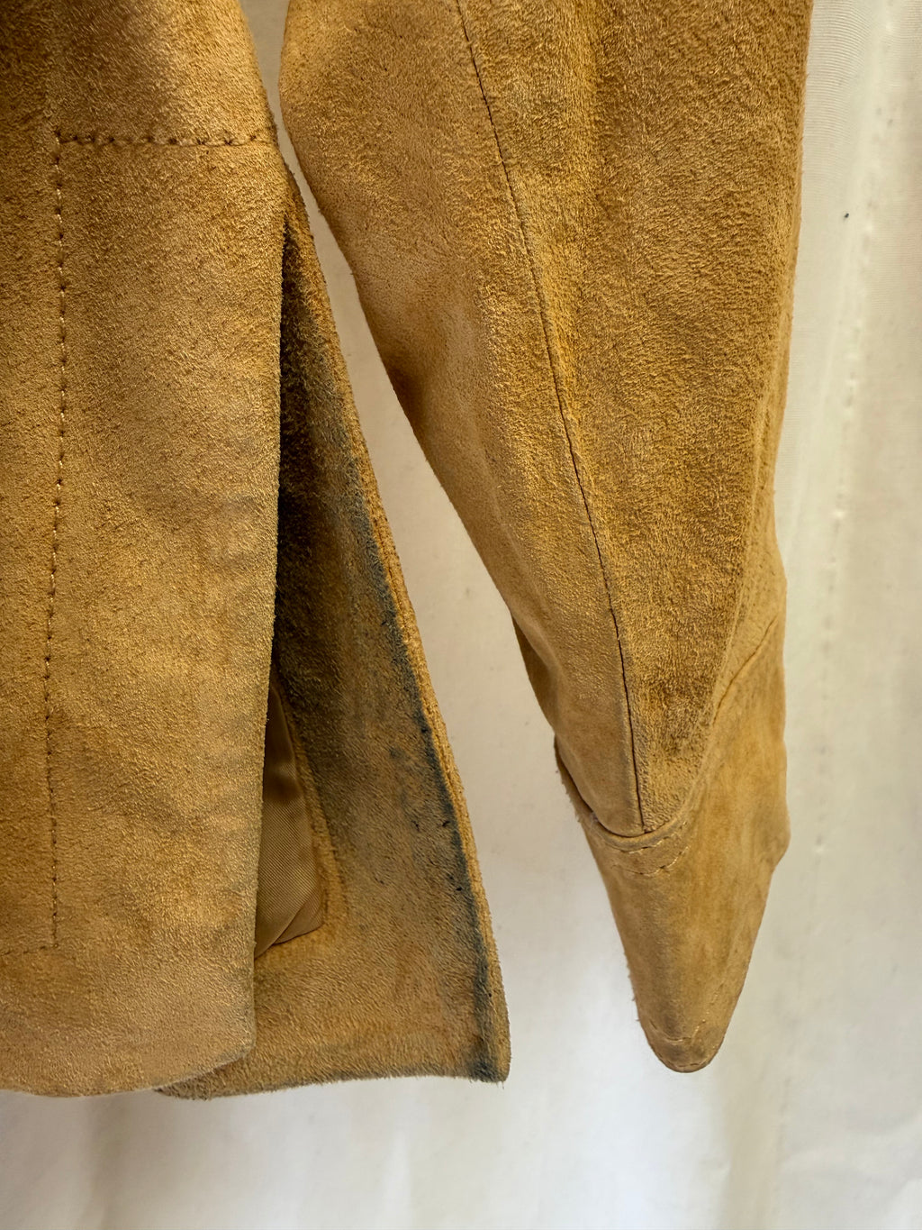 Mango Suede Belted Utility Jacket in Mustard Yellow, Size M