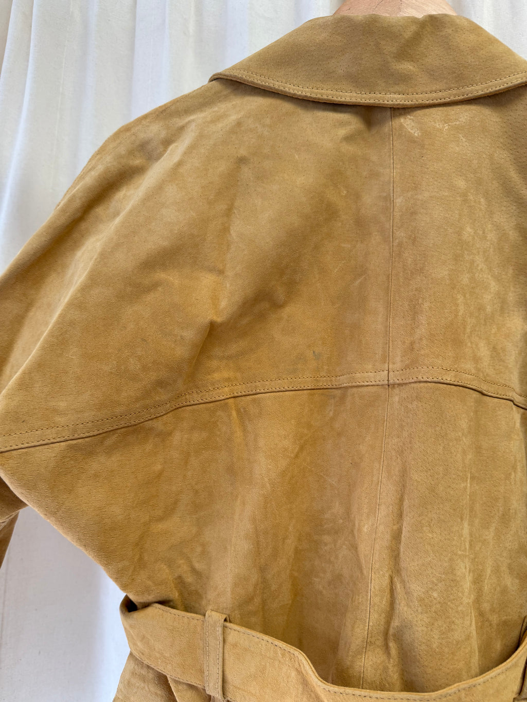 Mango Suede Belted Utility Jacket in Mustard Yellow, Size M