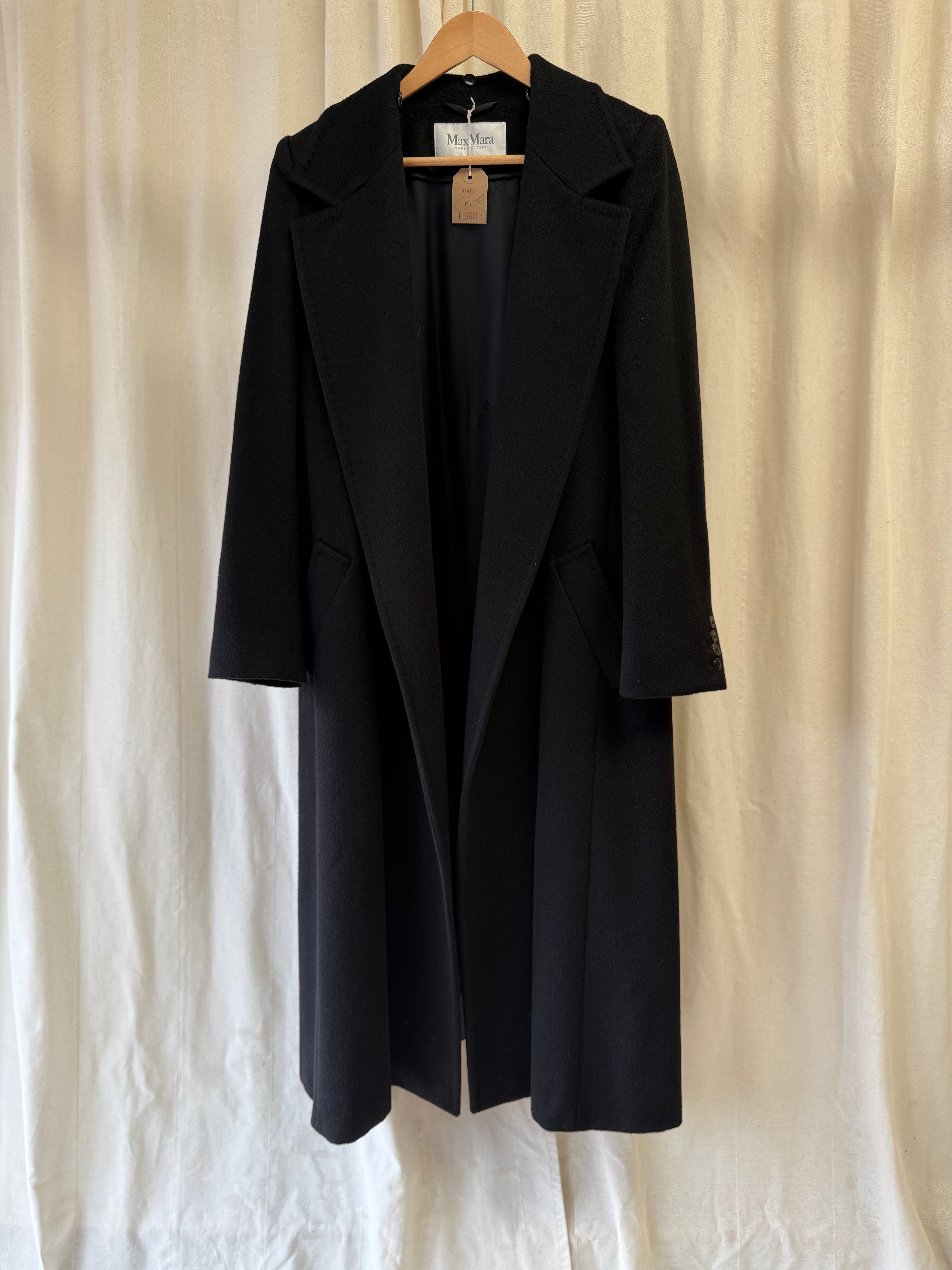 Max Mara Long Coat in Black, Size M