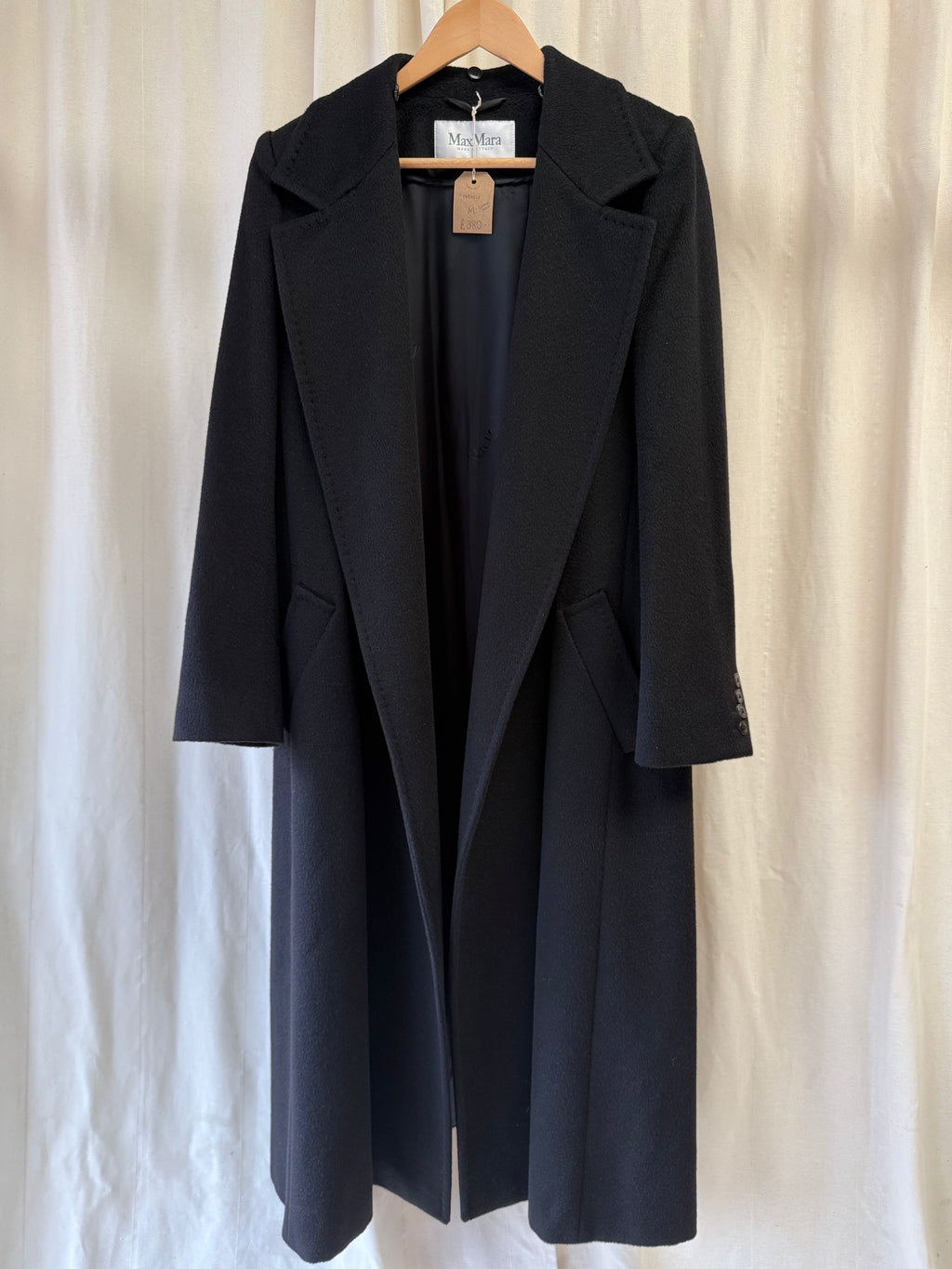 Max Mara Long Coat in Black, Size M