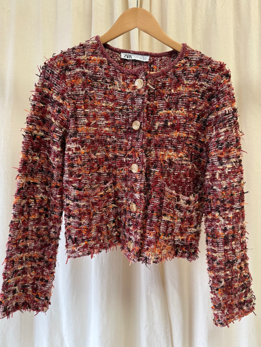 Zara Rust Woven Knit Jacket, Size S