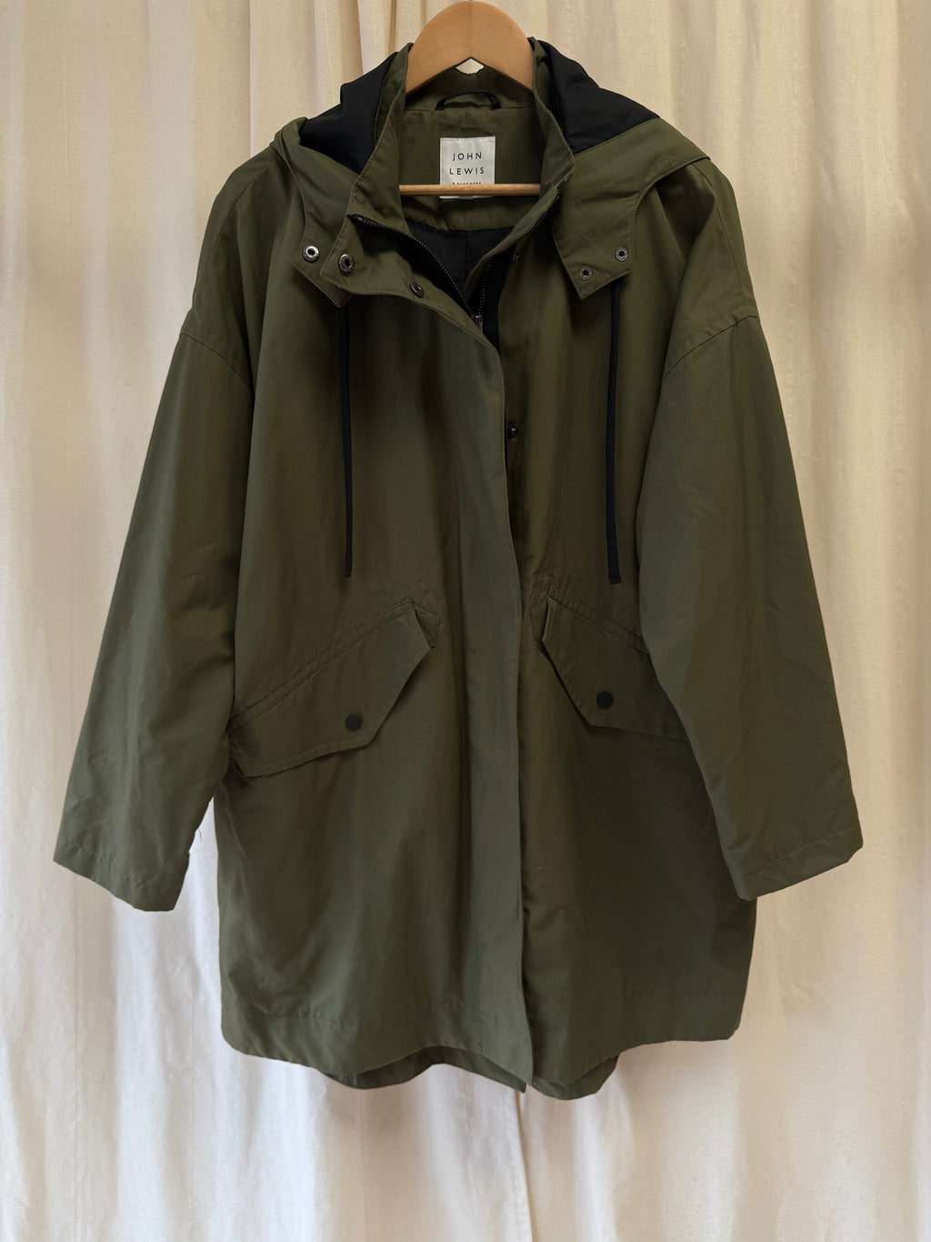 John Lewis Hooded Parka in Khaki, Size M