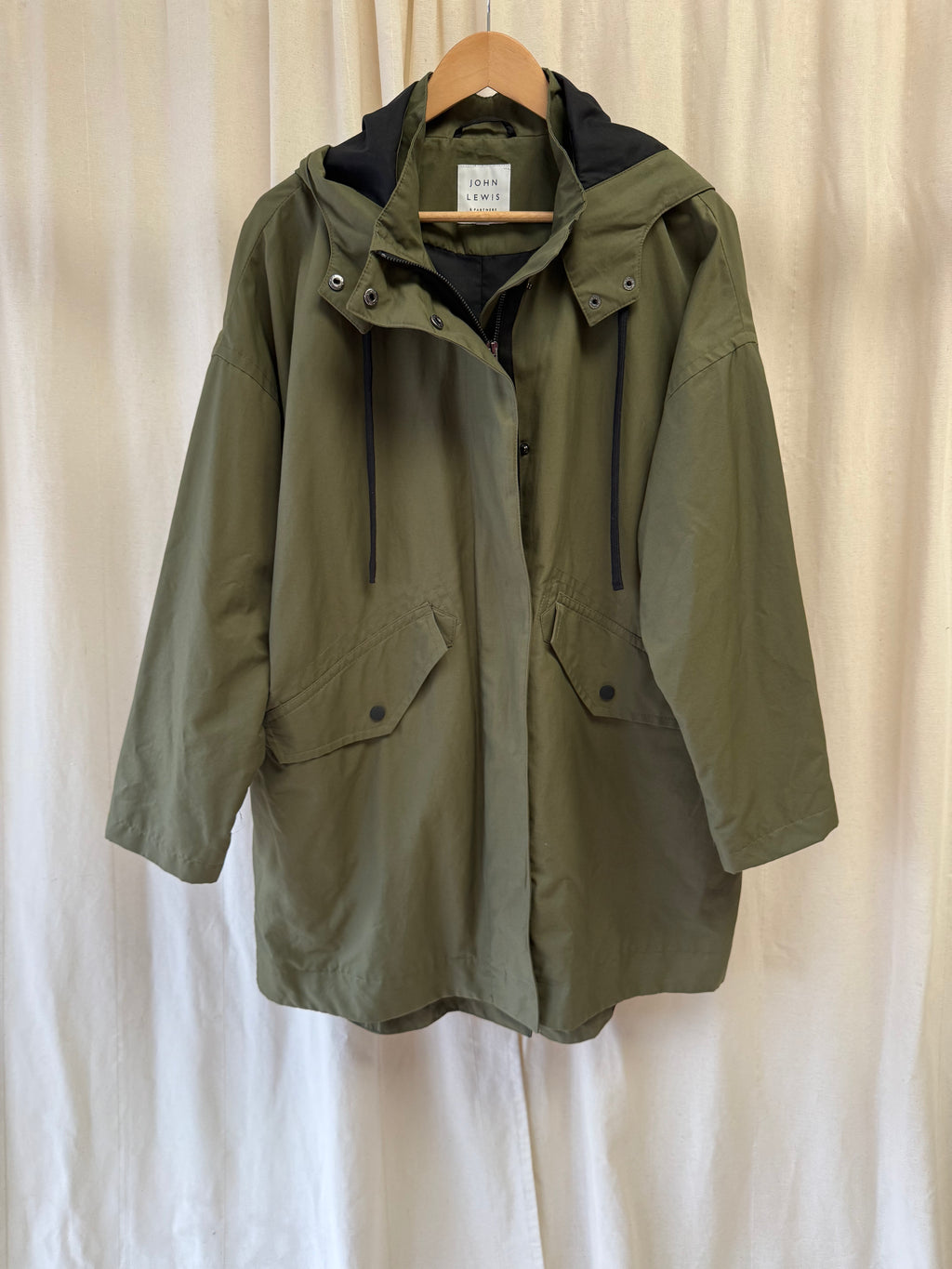 John Lewis Hooded Parka in Khaki, Size M