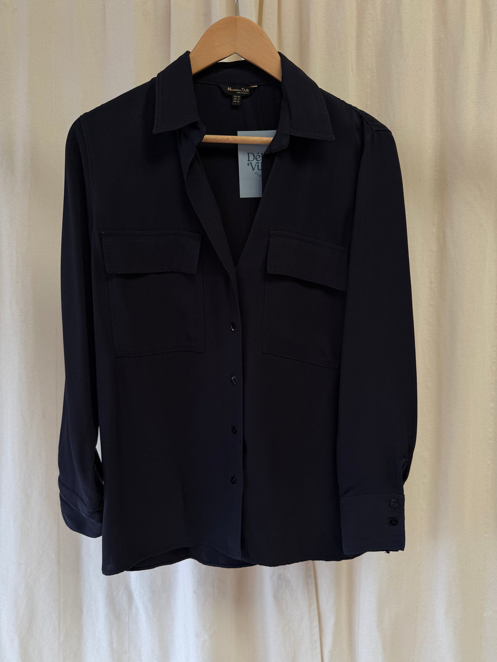 Massimo Dutti Navy Utility Style Shirt, Size S