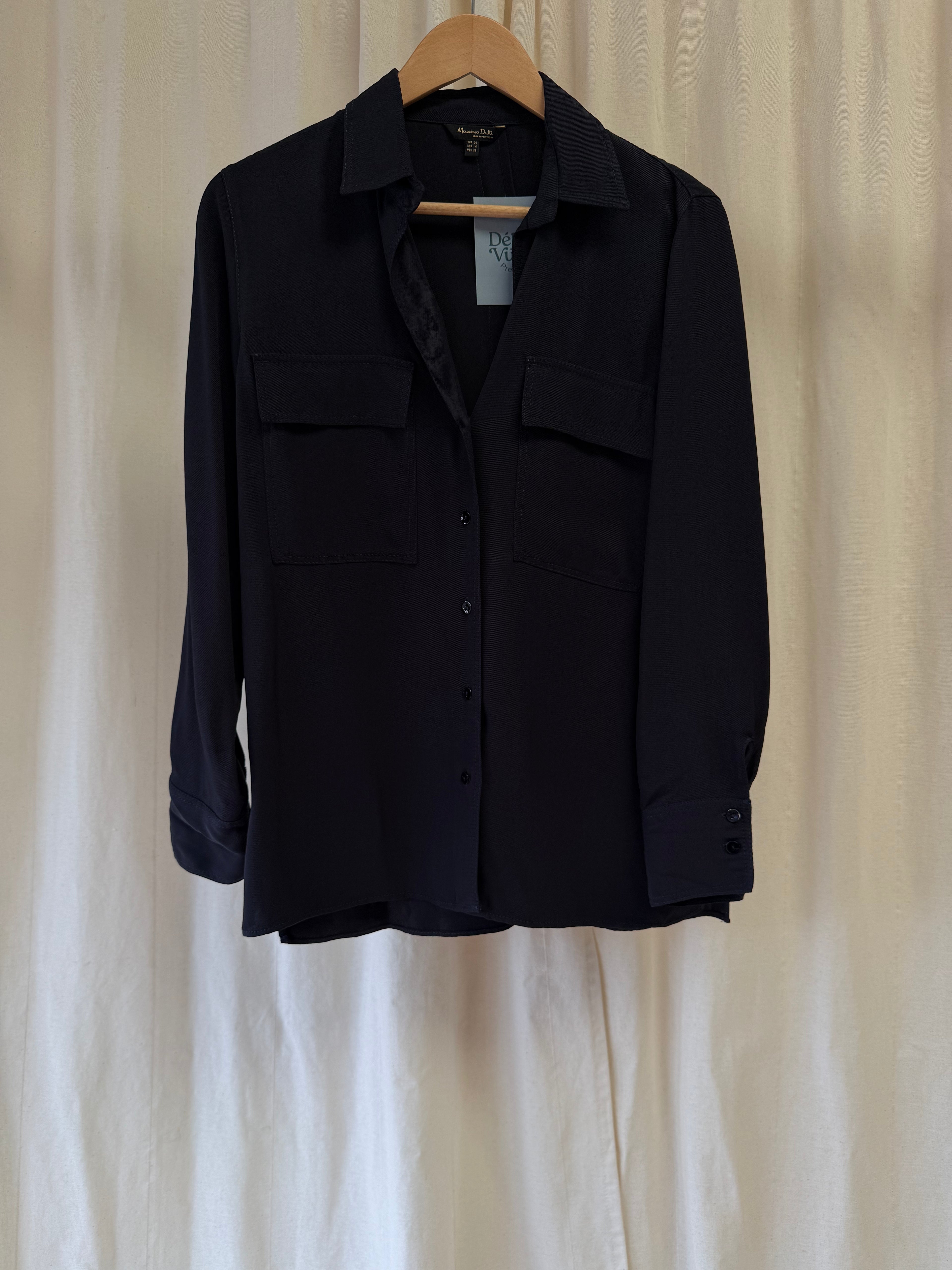 Massimo Dutti Navy Utility Style Shirt, Size S