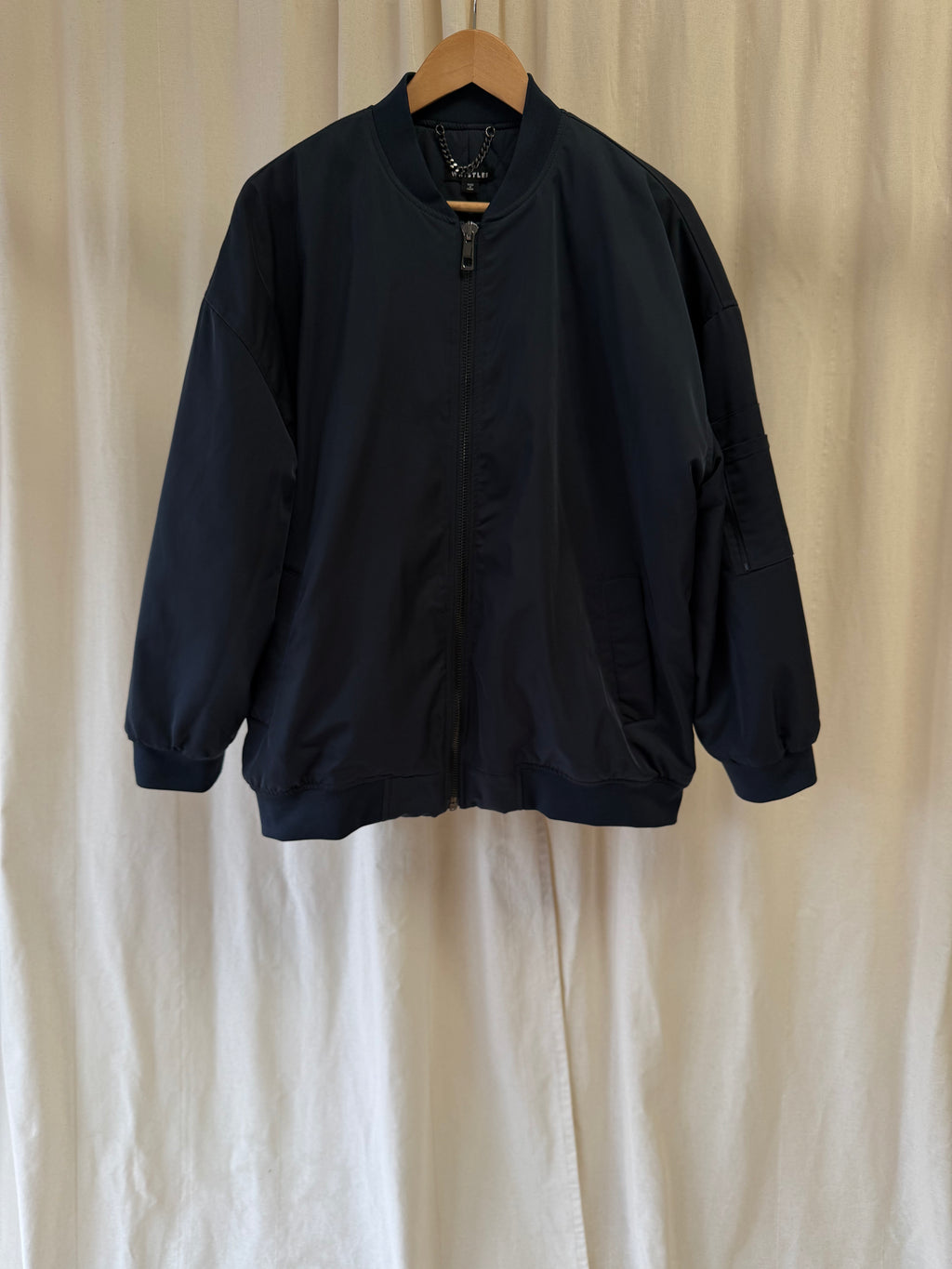 Whistles Navy Oversized Bomber Jacket, Size M