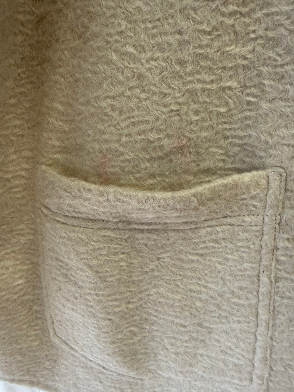 French Connection Allie Boucle Collared Overshirt in Cream, Size M