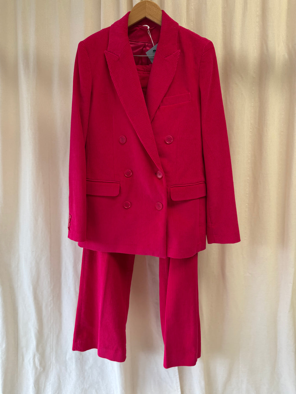 COS Cord Blazer and Trouser Co ord in Pink, Size S/M