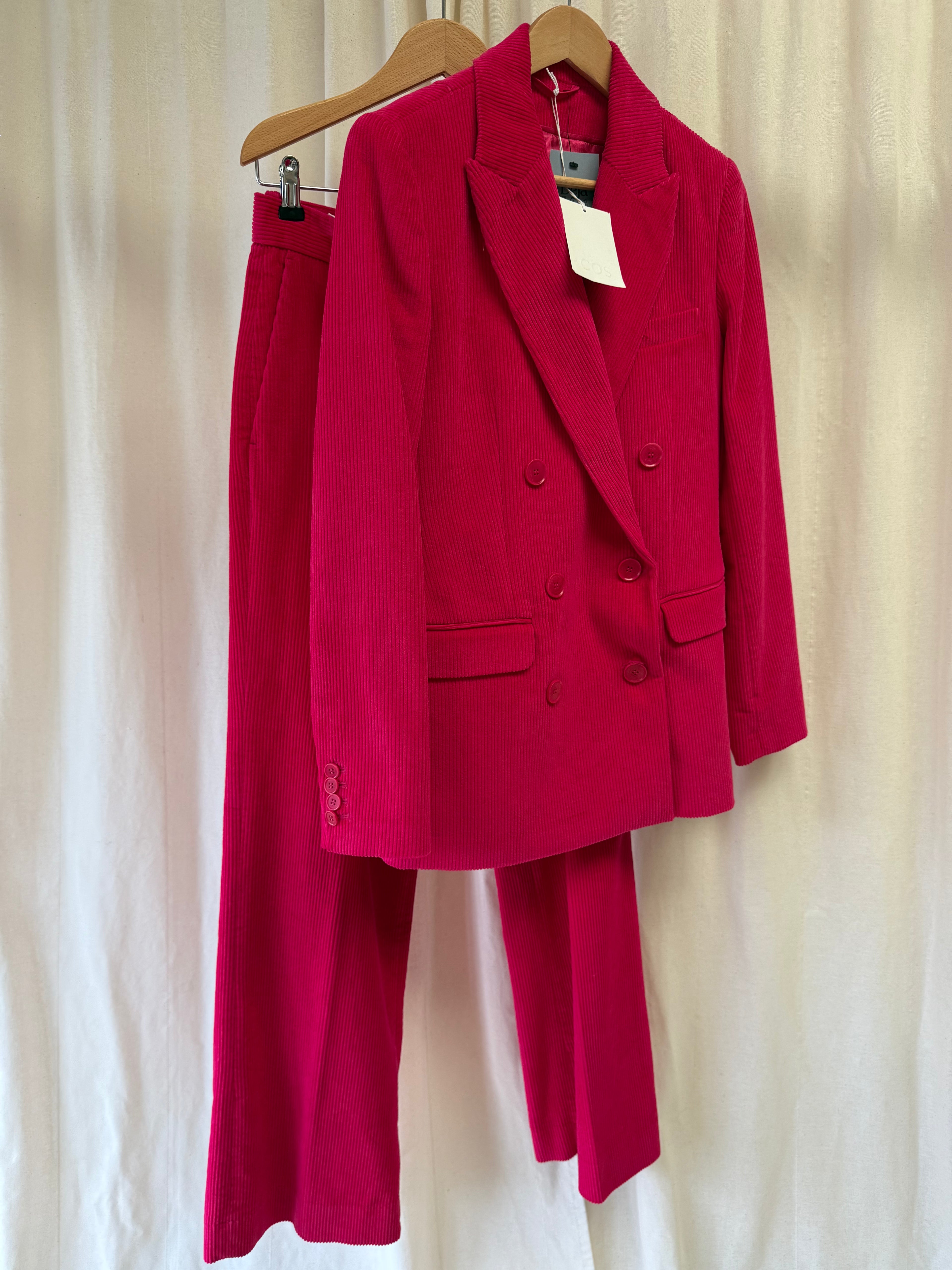 COS Cord Blazer and Trouser Co ord in Pink, Size S/M