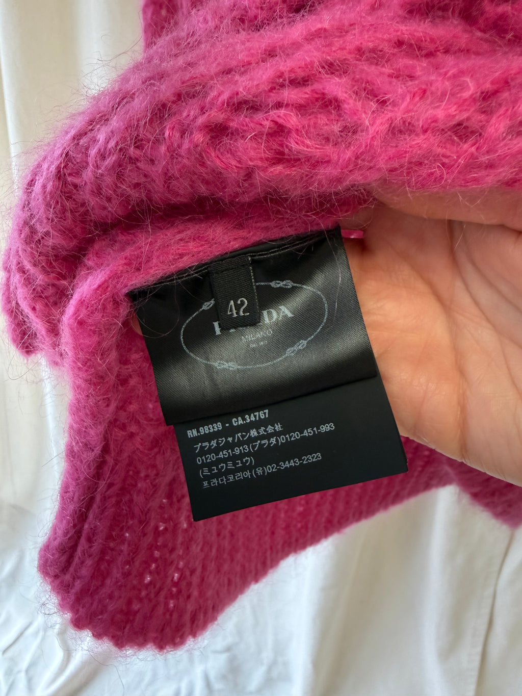 Prada Open-Knit Mohair Cardigan, Size M