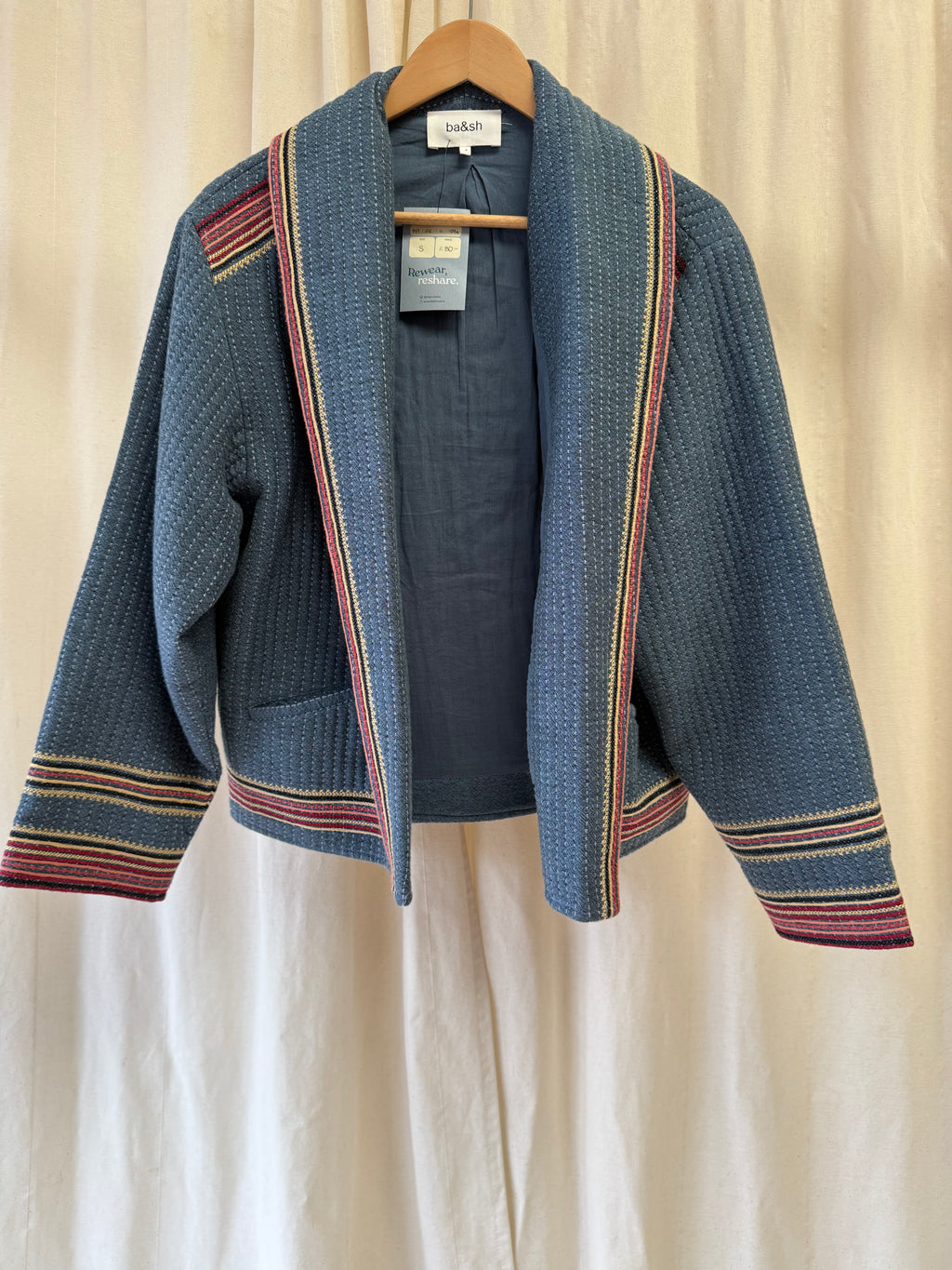 Ba&sh Ciago Jacket in Blue, Size S/M