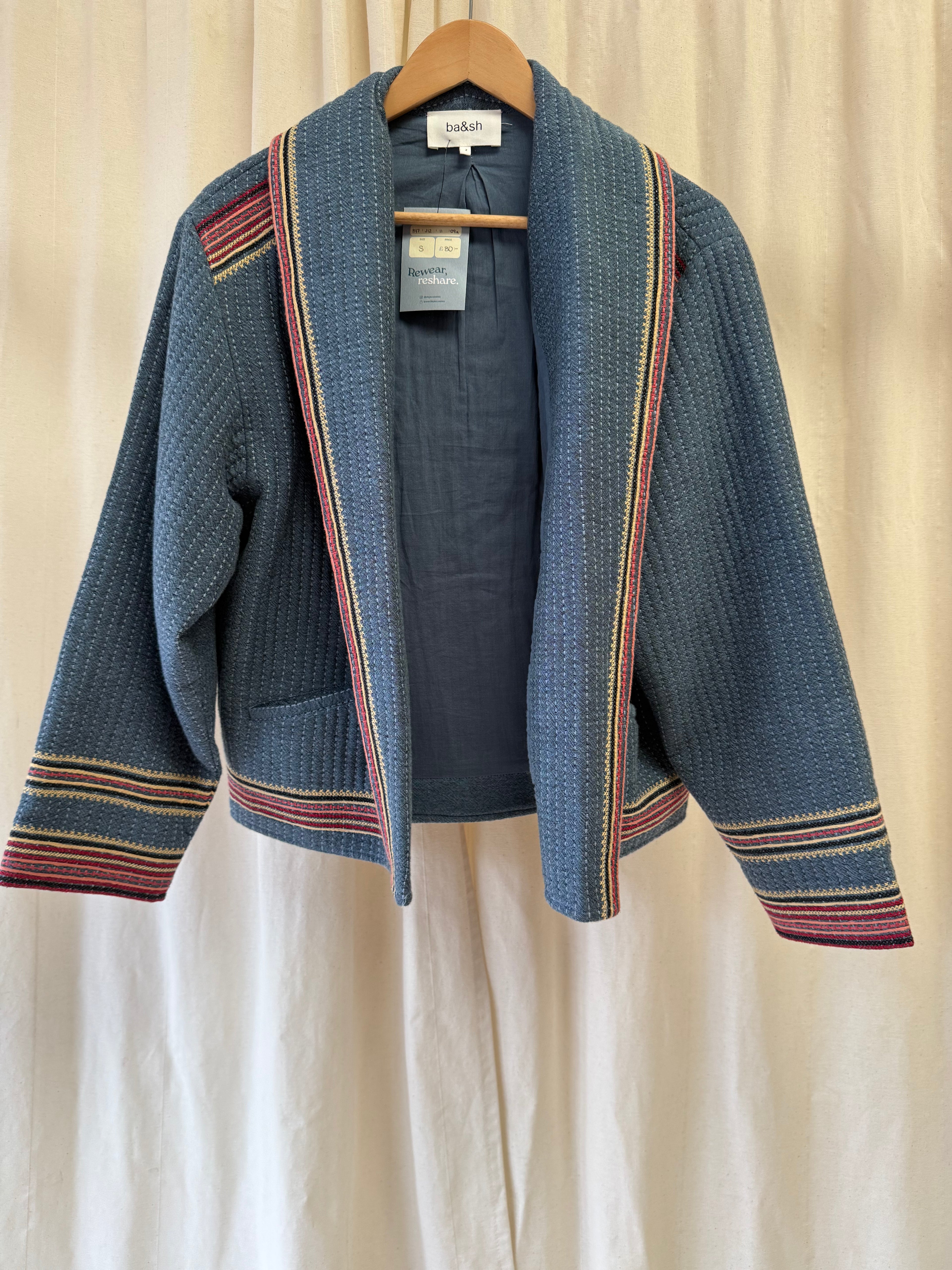 Ba&sh Ciago Jacket in Blue, Size S/M