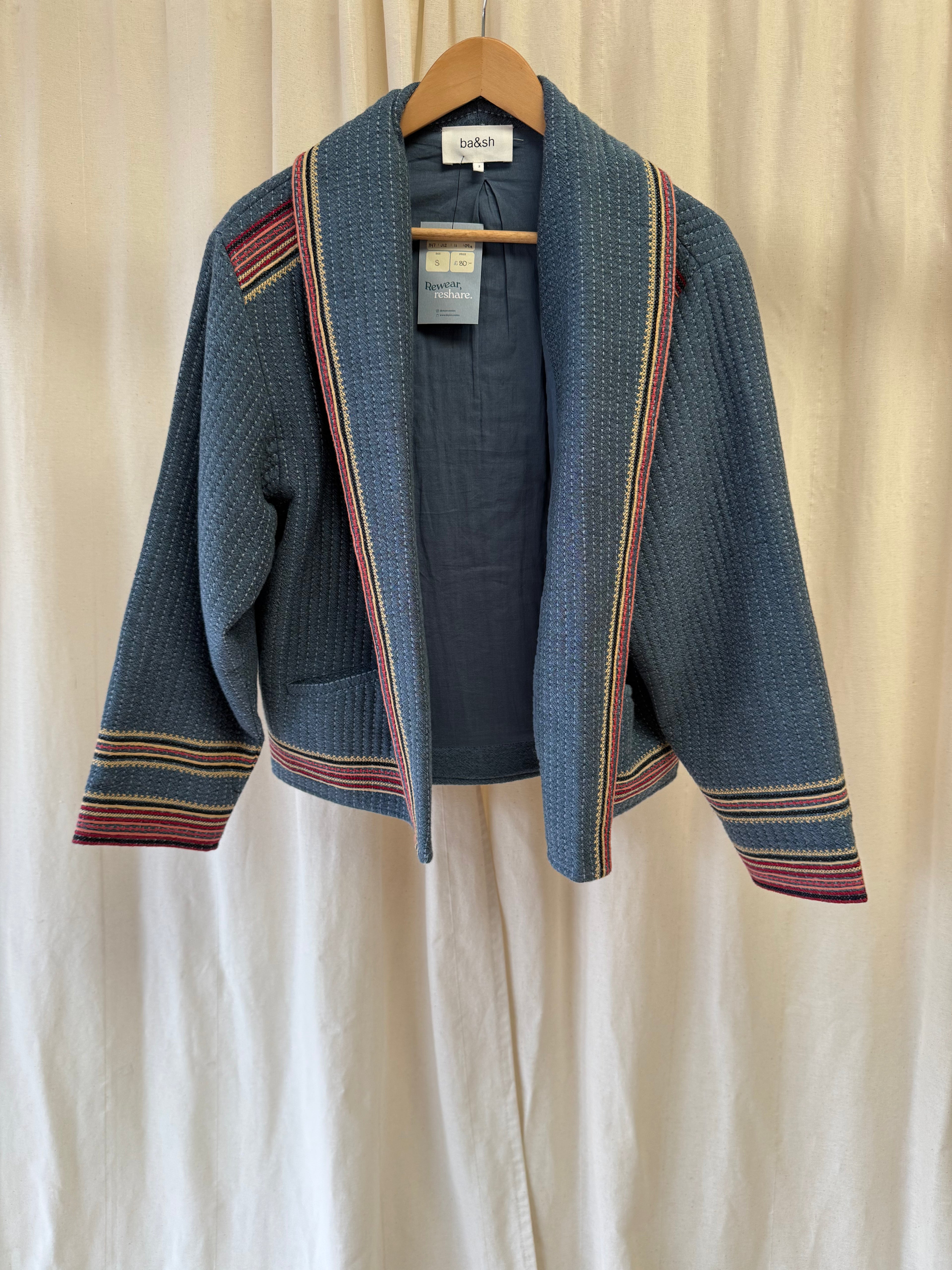 Ba&sh Ciago Jacket in Blue, Size S/M