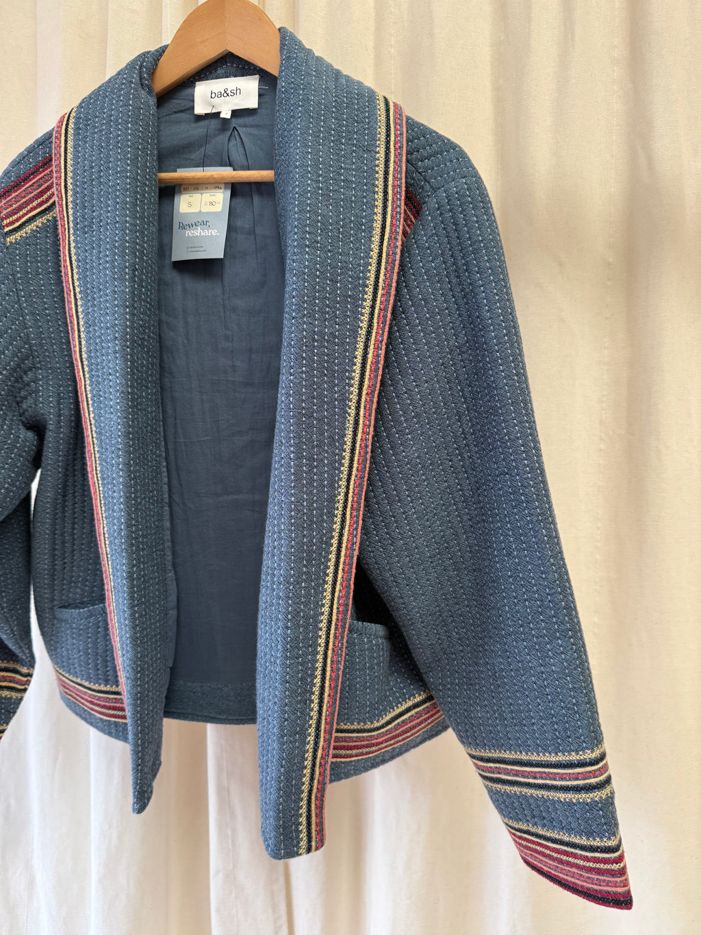 Ba&sh Ciago Jacket in Blue, Size S/M