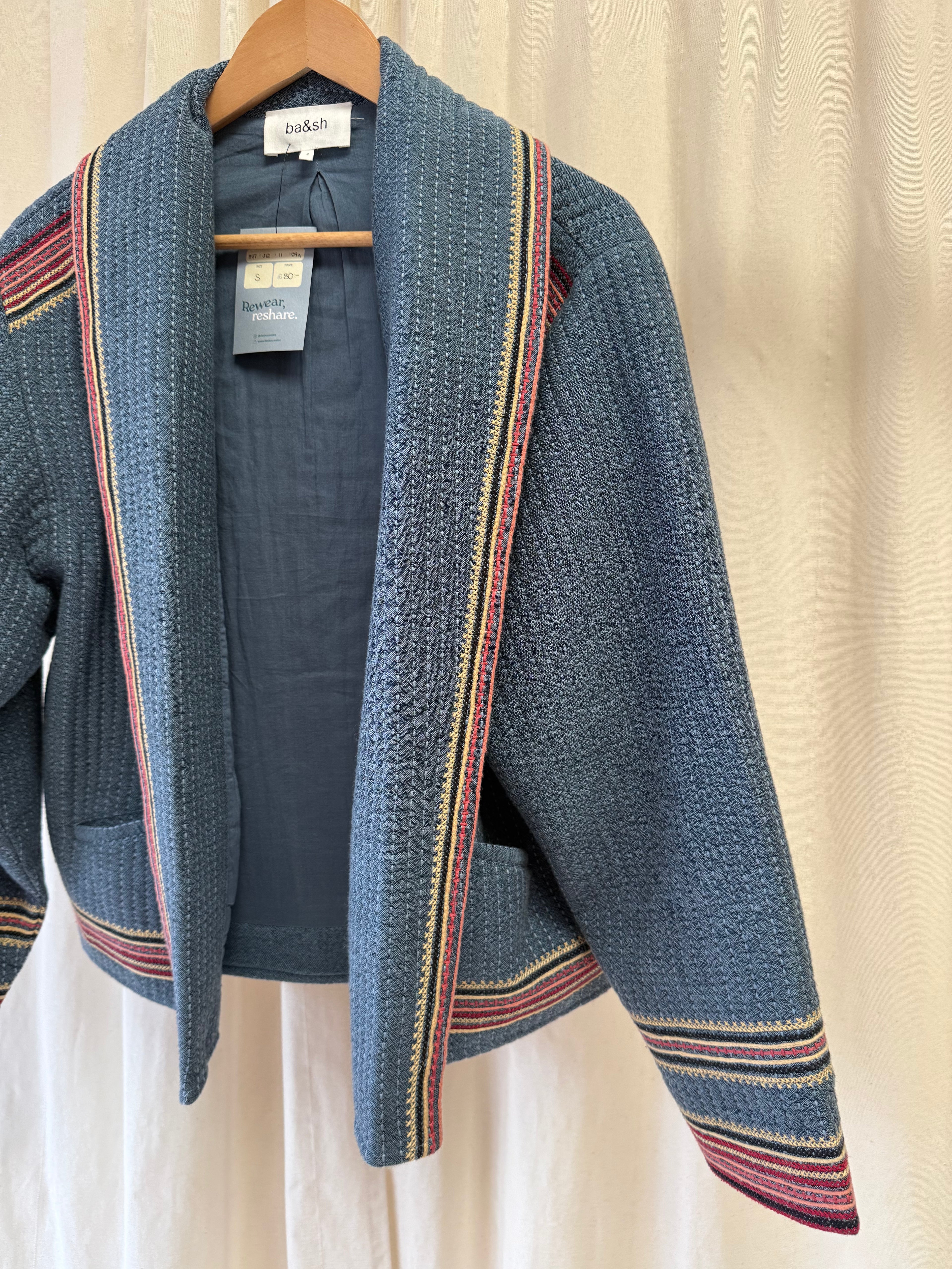 Ba&sh Ciago Jacket in Blue, Size S/M
