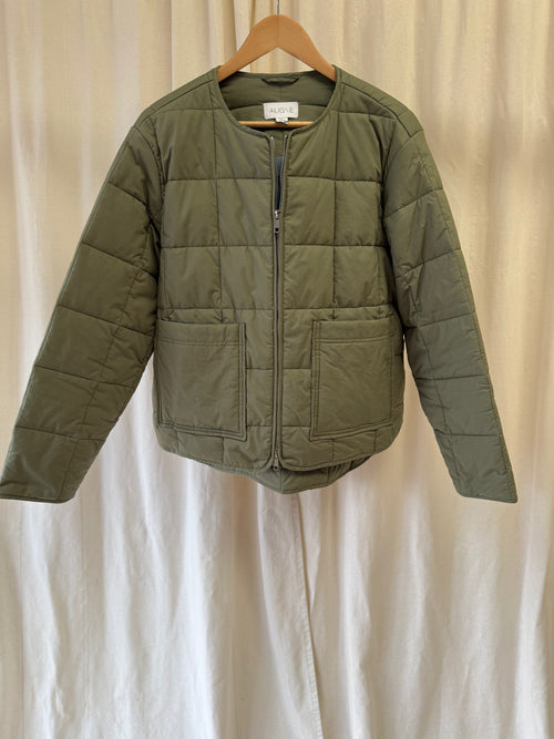 Aligne Olive Green Quilted Jacket, Size M