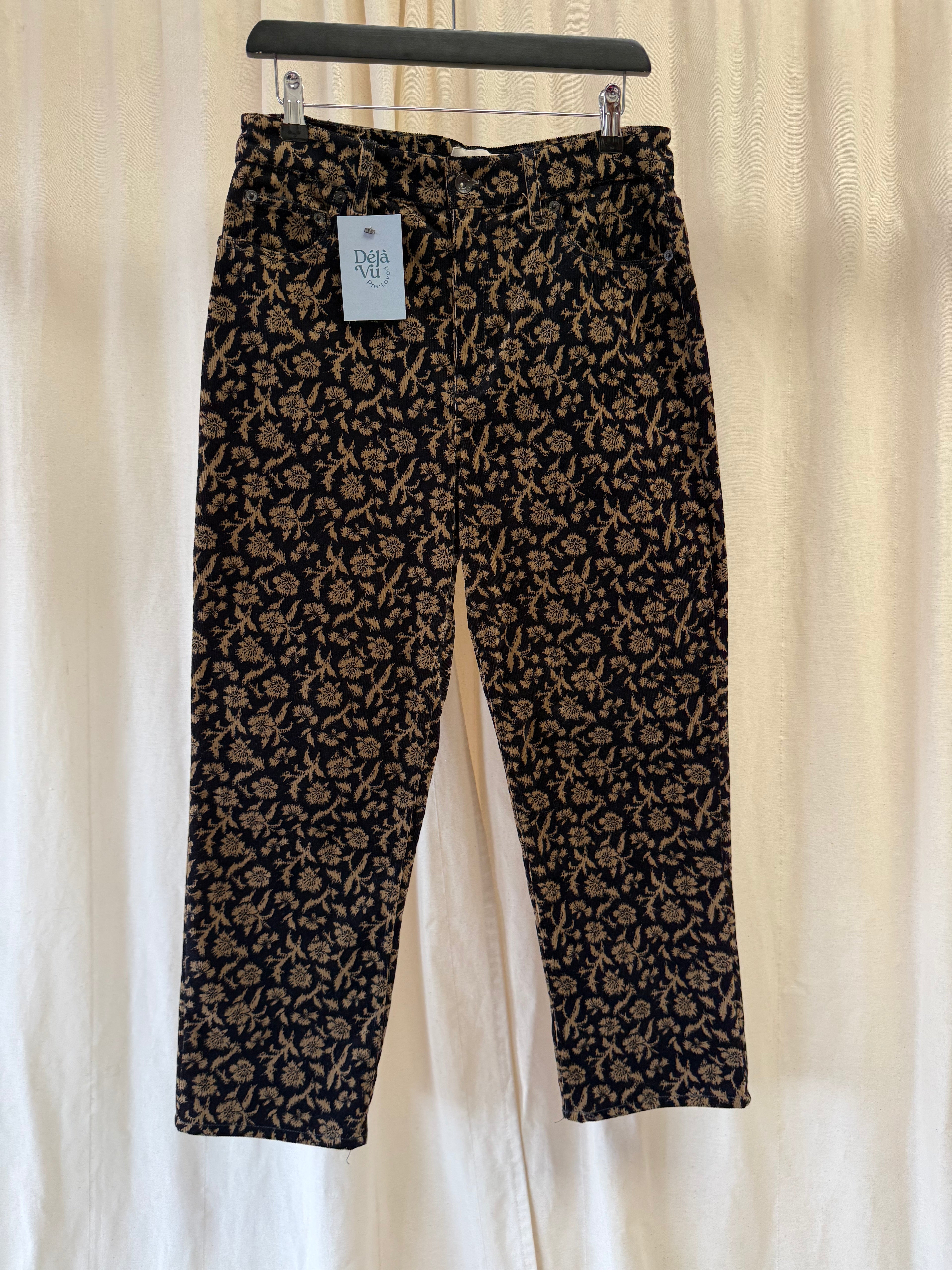 Jigsaw Floral Corduroy Trousers, Size M
