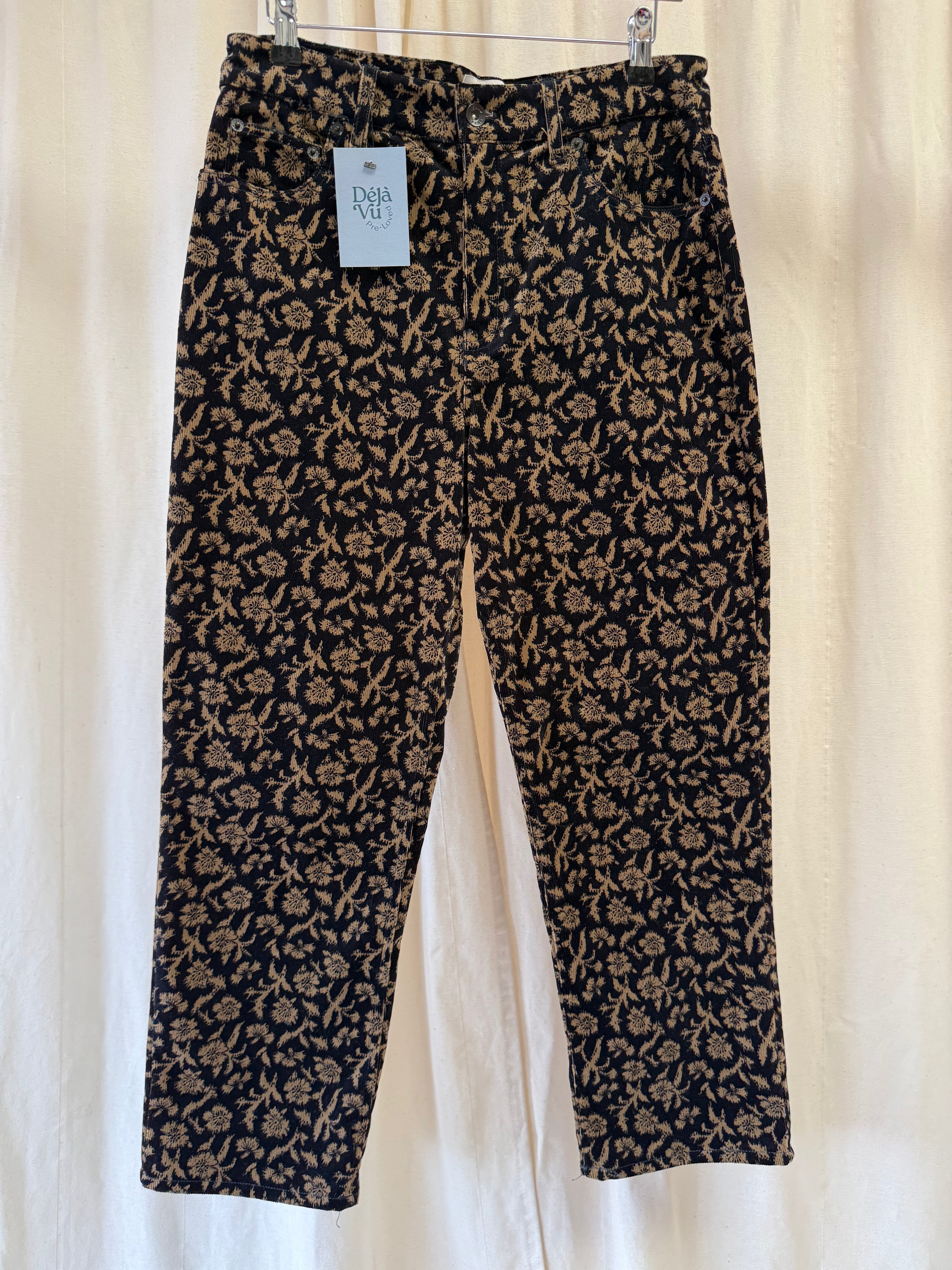 Jigsaw Floral Corduroy Trousers, Size M
