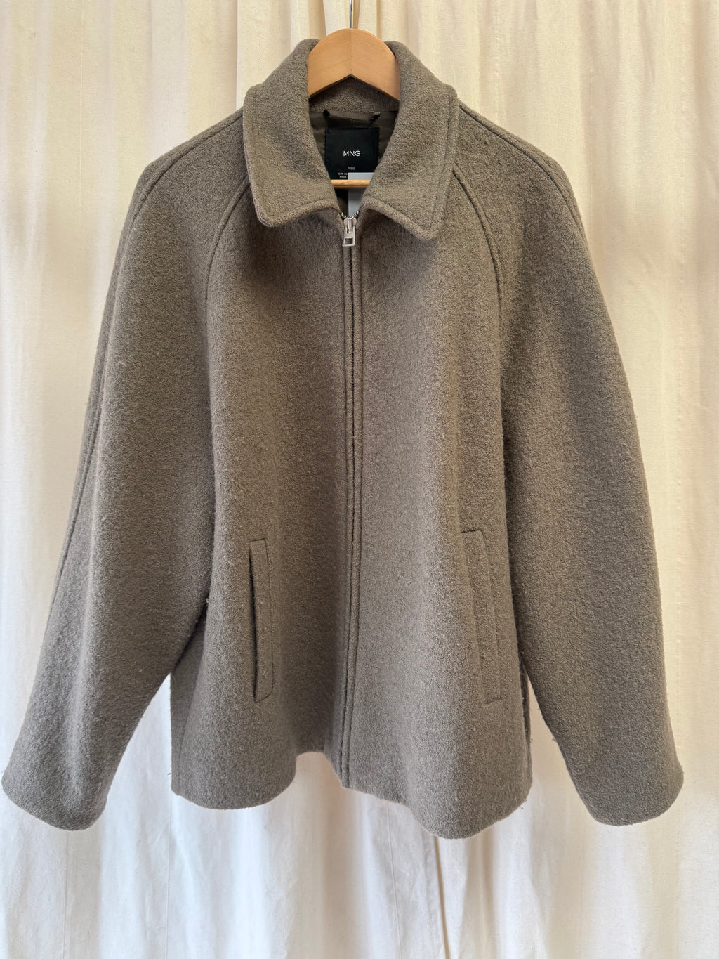 Mango Pocketed Wool Blend Jacket, Size XL