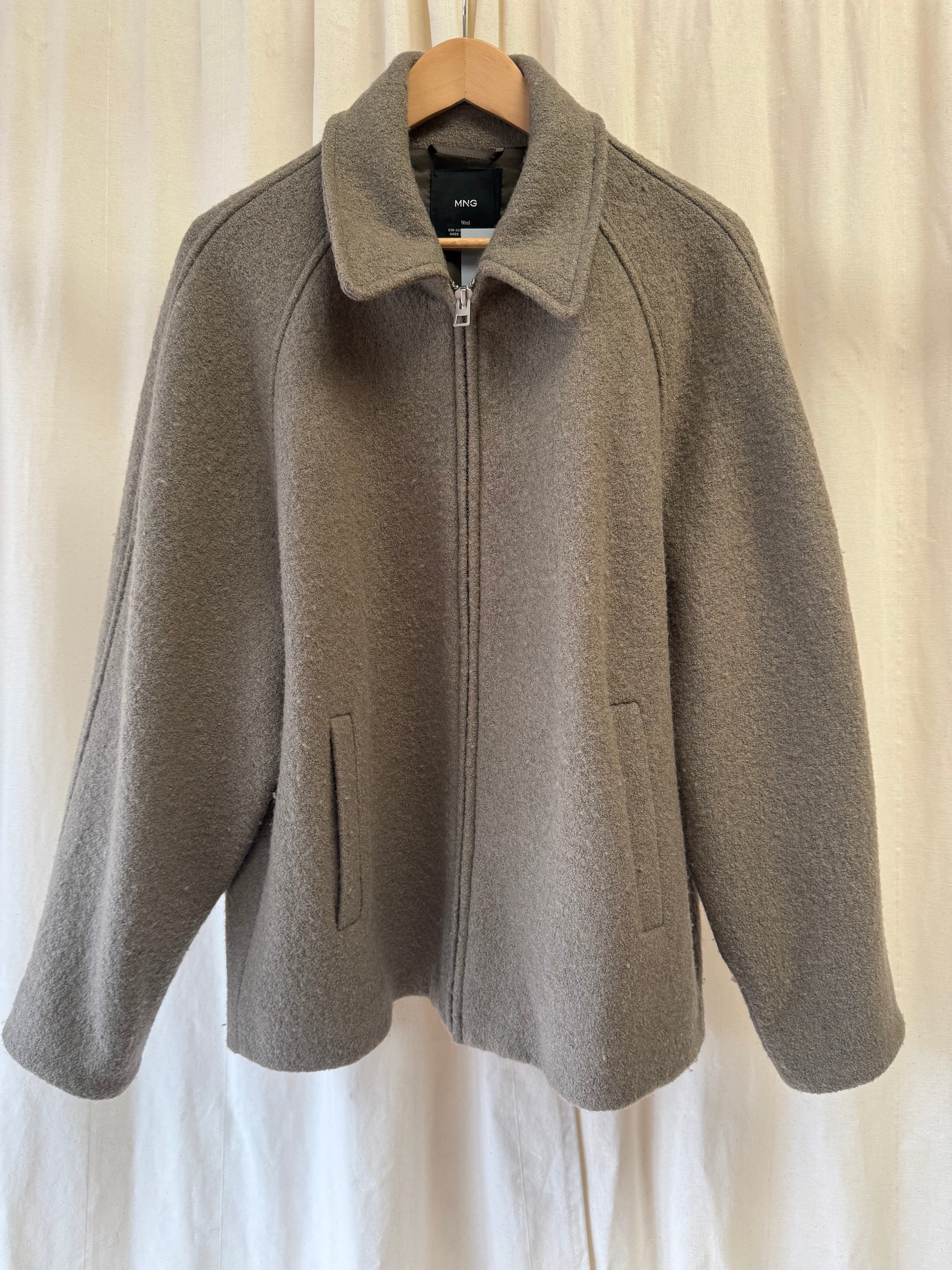 Mango Pocketed Wool Blend Jacket, Size XL