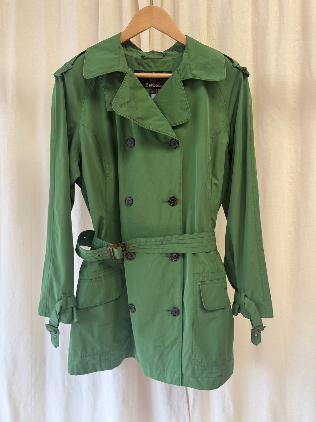 Barbour Green Waterproof Trench Coat, Size M