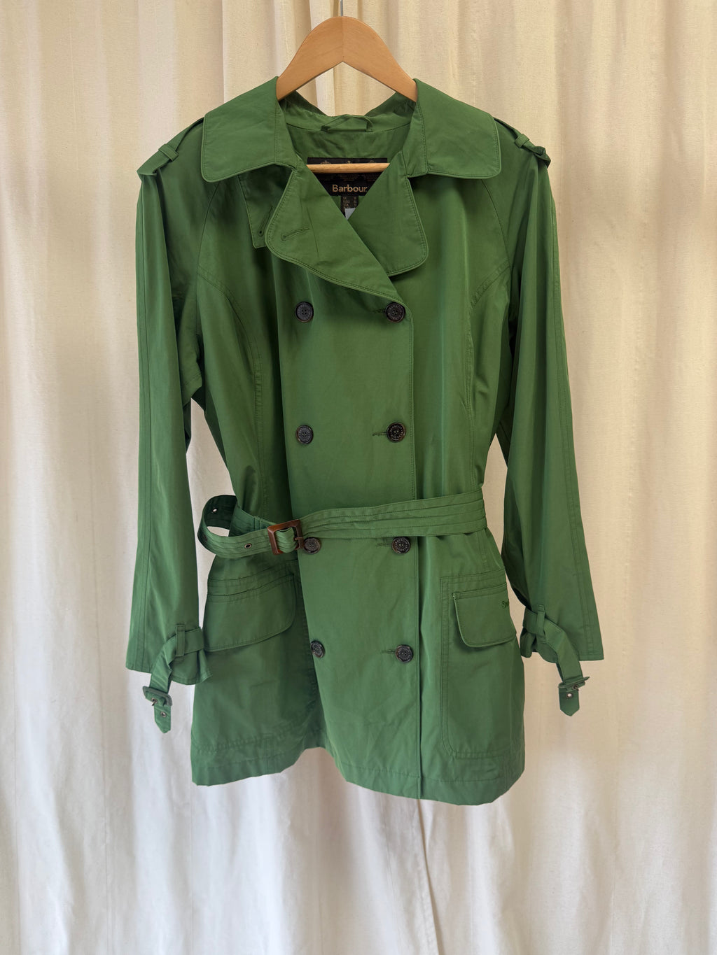 Barbour Green Waterproof Trench Coat, Size M