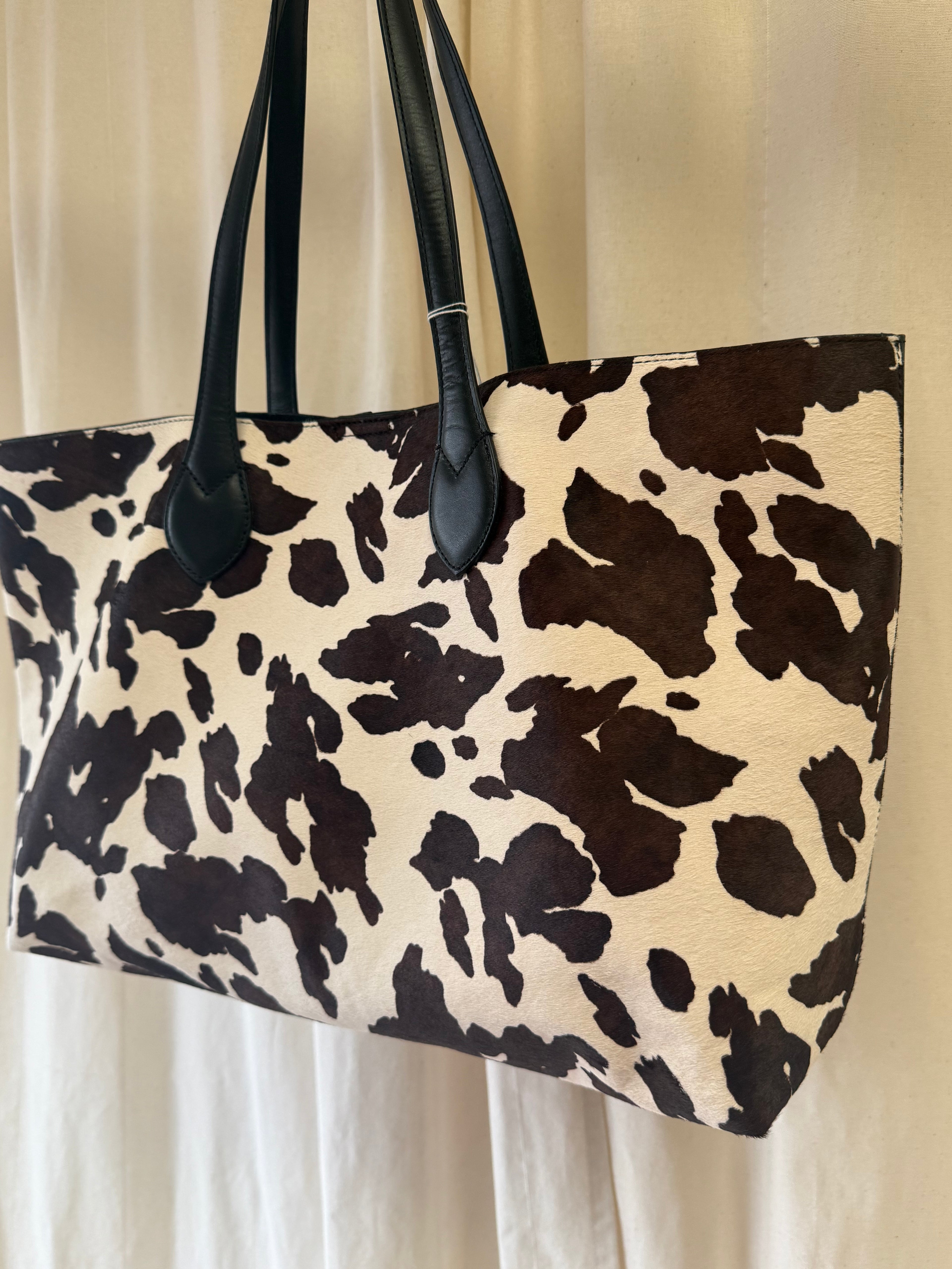 Autograph Hair On Leather Animal Print Tote Bag