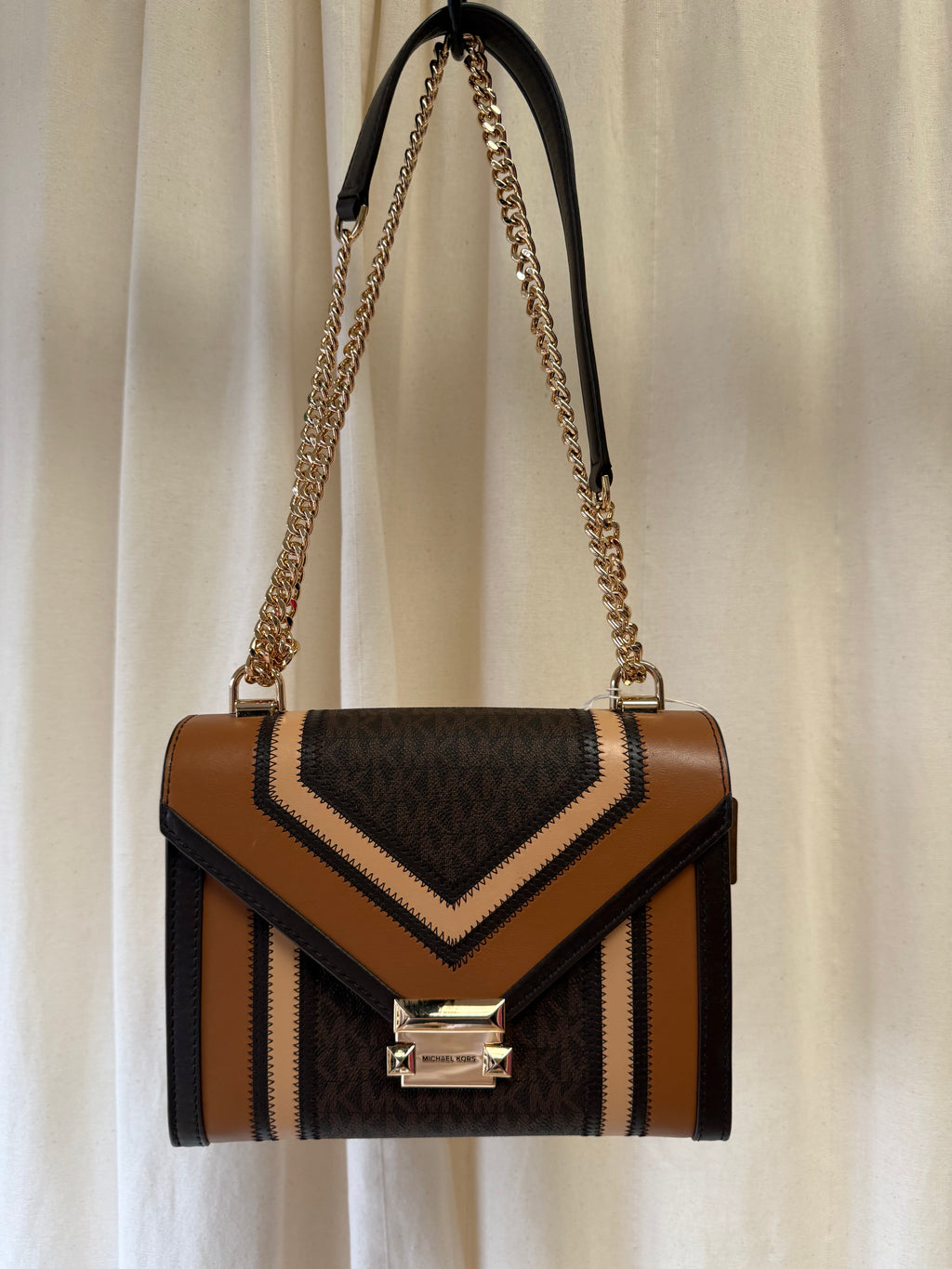 Michael Kors Whitney Medium Color-Block and Signature Logo Shoulder Bag