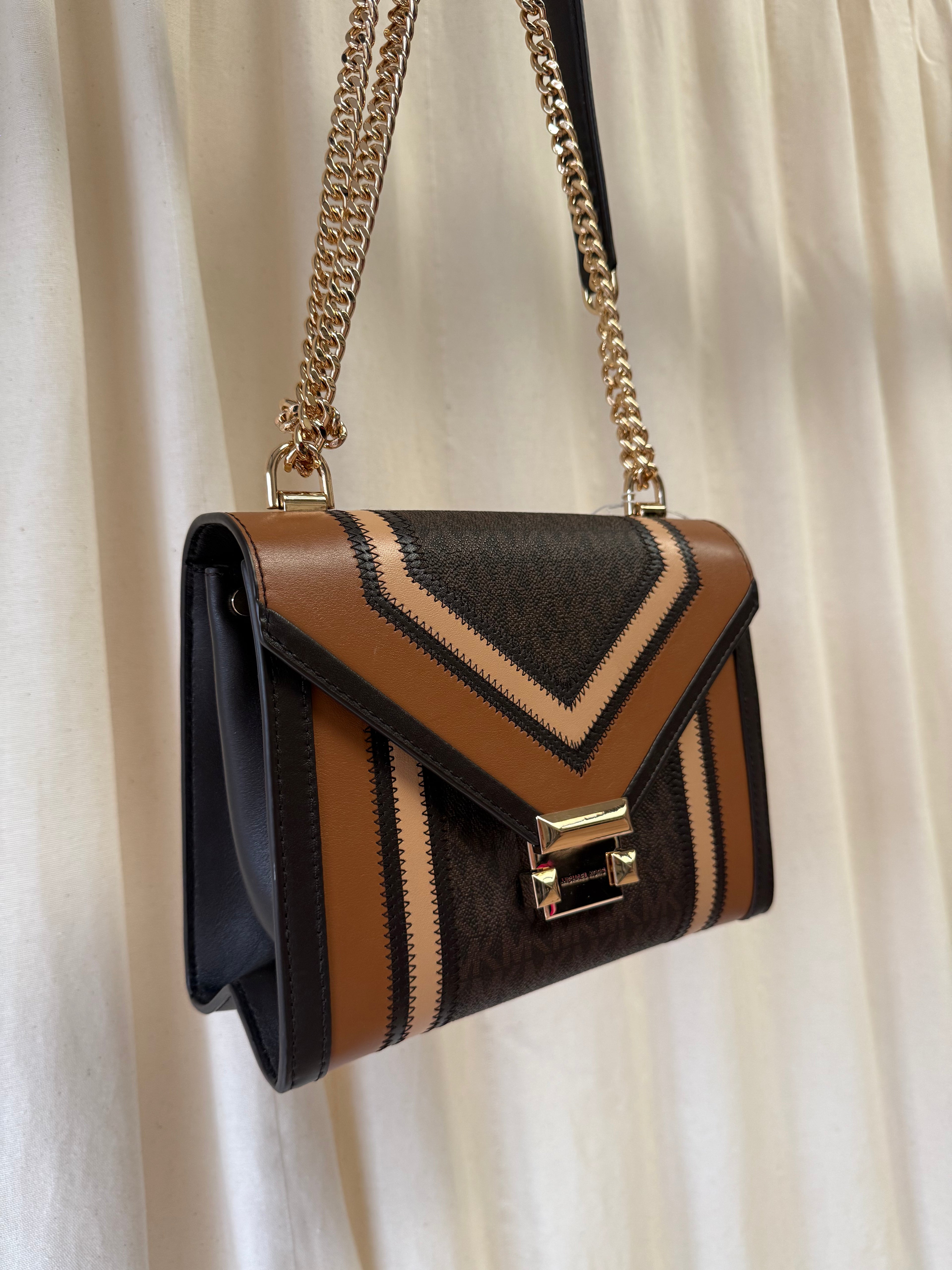 Michael Kors Whitney Medium Color-Block and Signature Logo Shoulder Bag