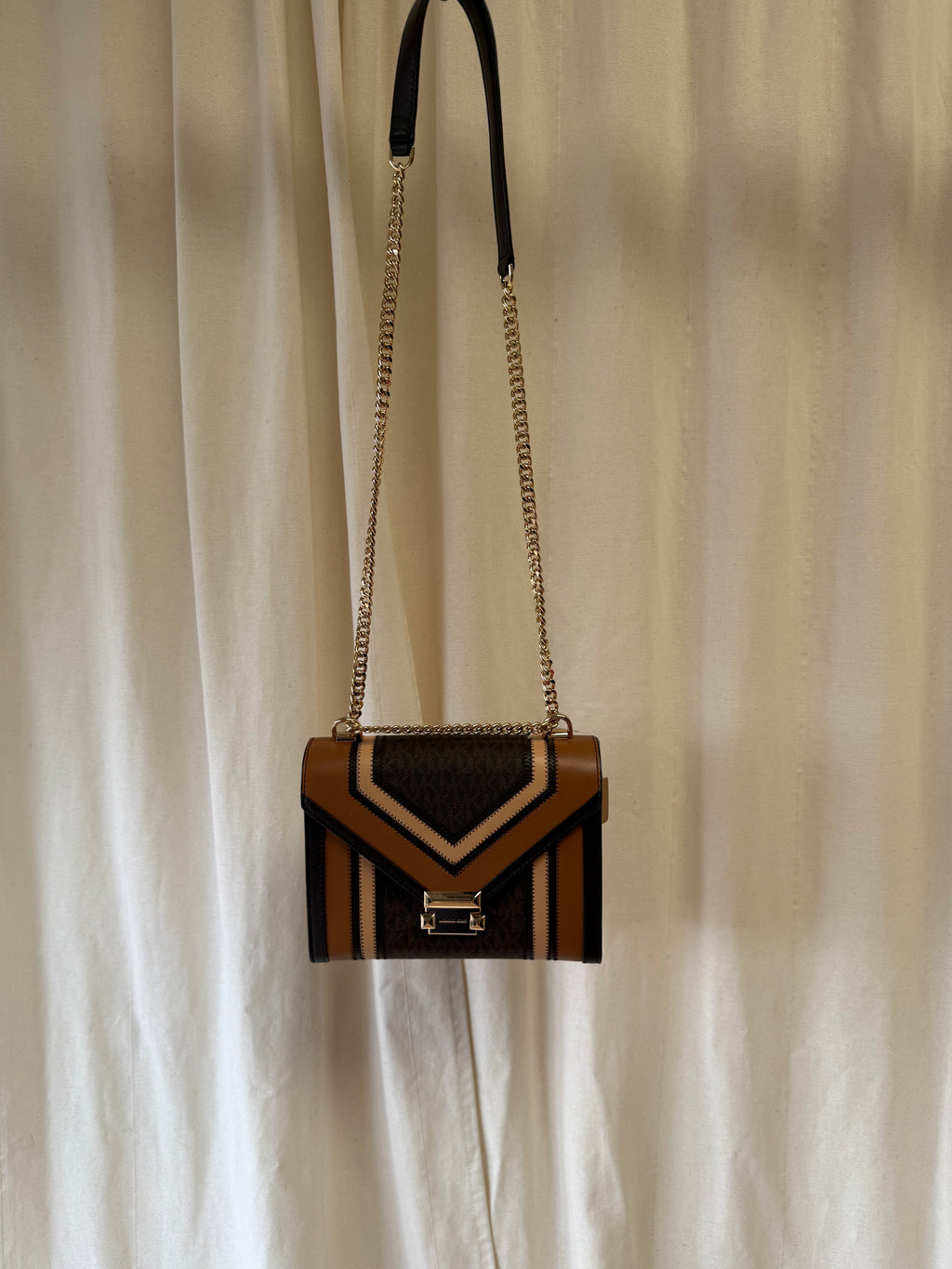 Michael Kors Whitney Medium Color-Block and Signature Logo Shoulder Bag