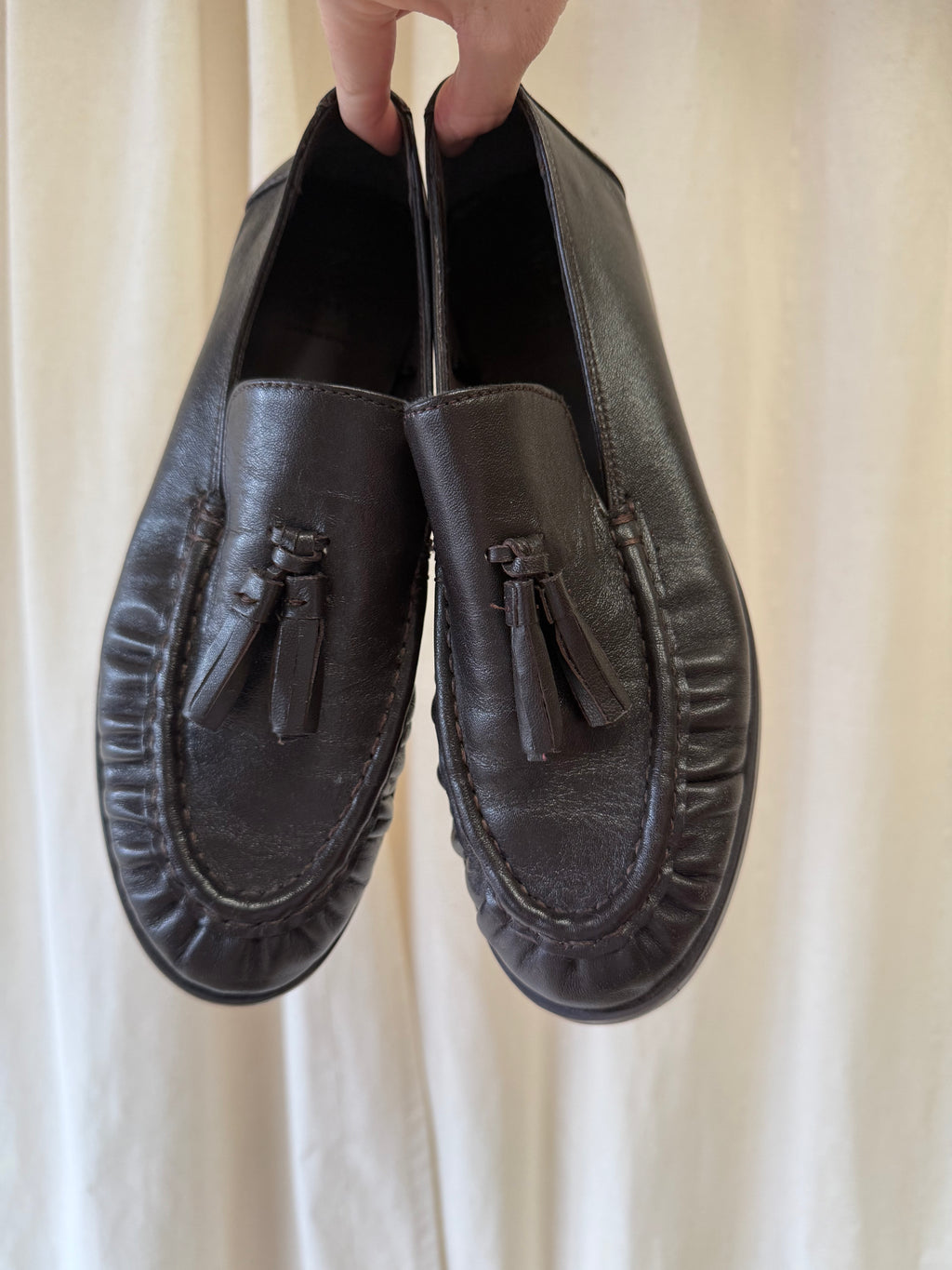 M&S Tassel Flat Loafers in Brown, Size 5.5