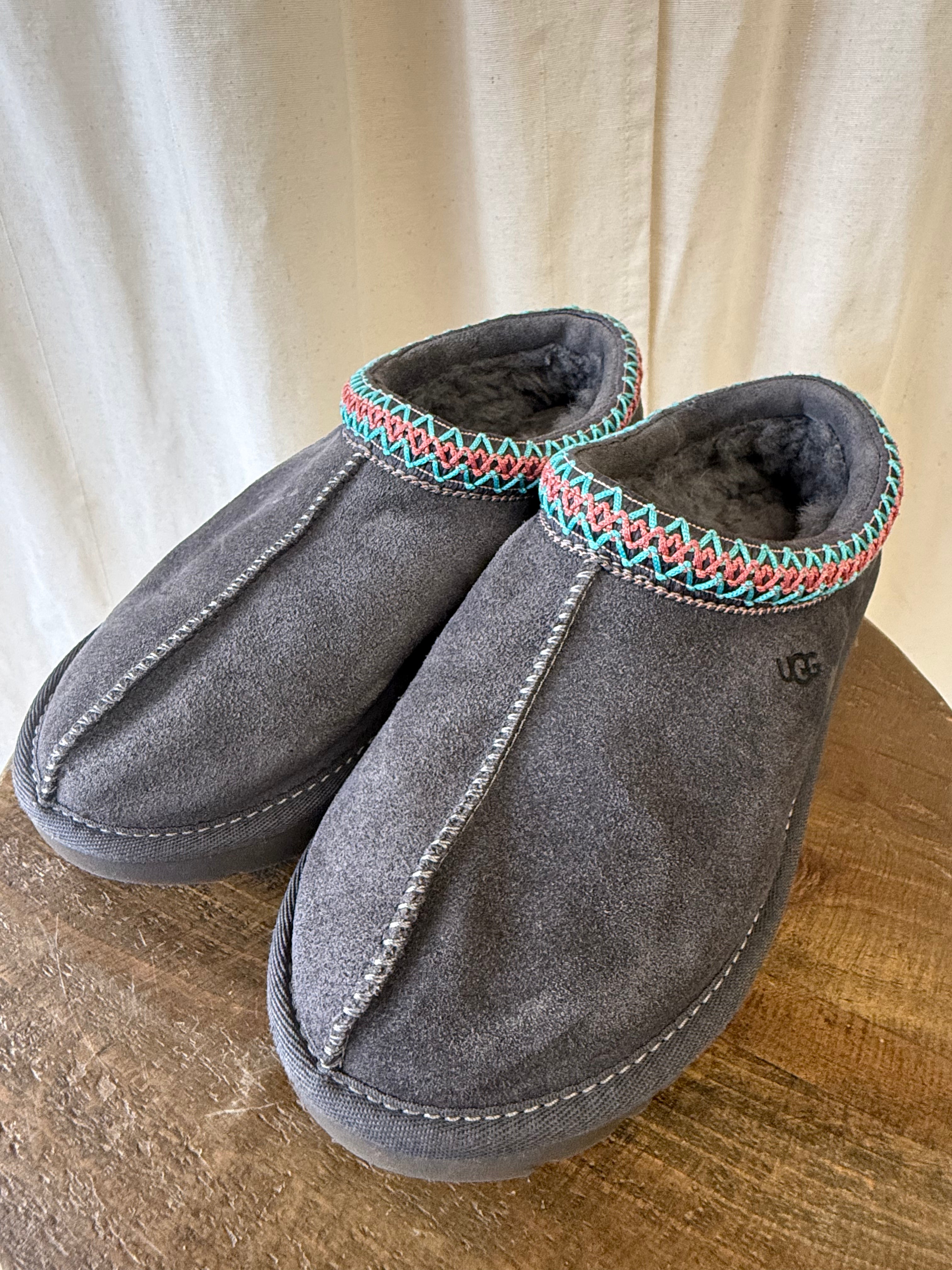 Uggs Tasman II Slides in Grey, Size 5