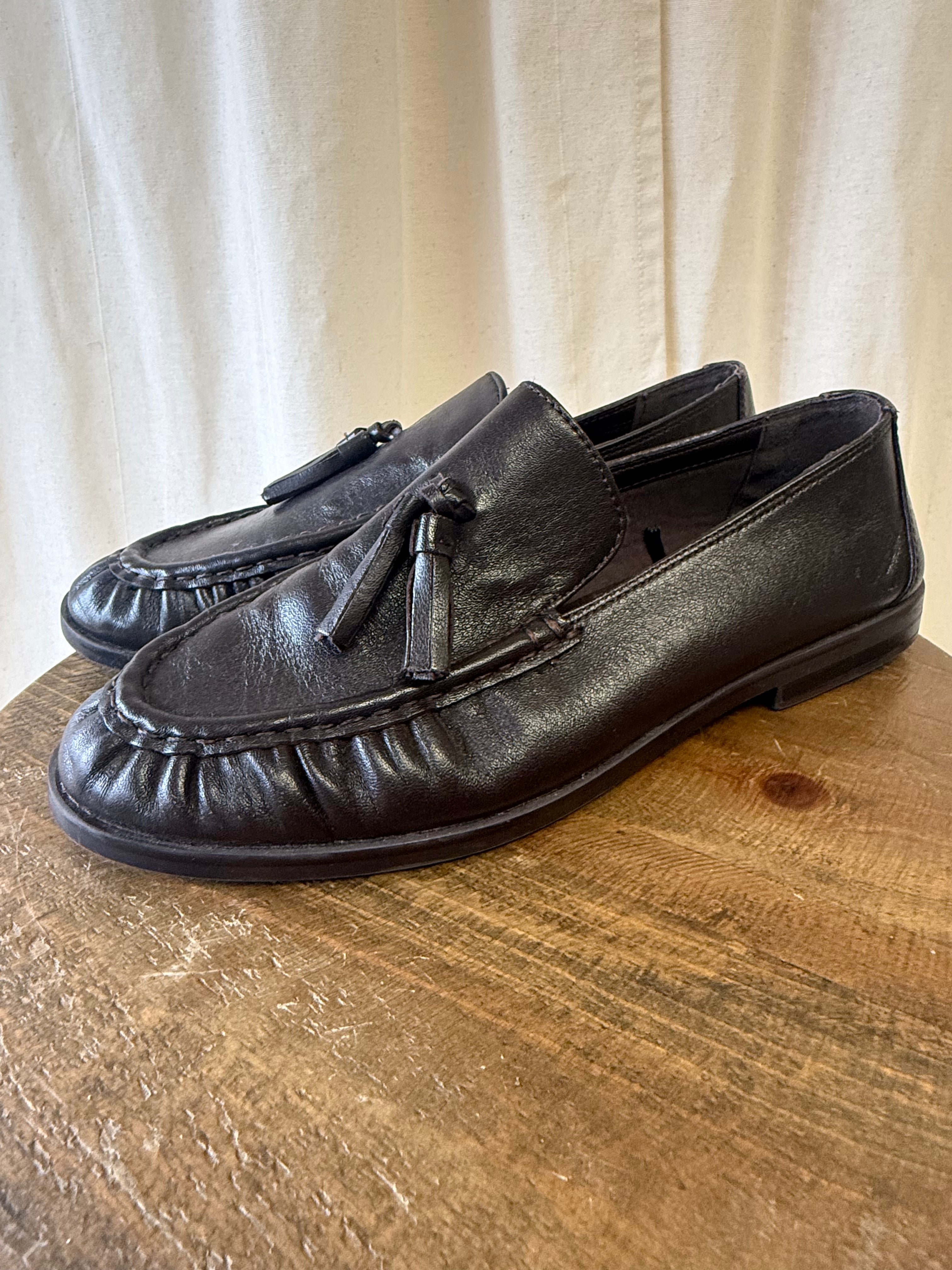 M&S Tassel Flat Loafers in Brown, Size 5.5