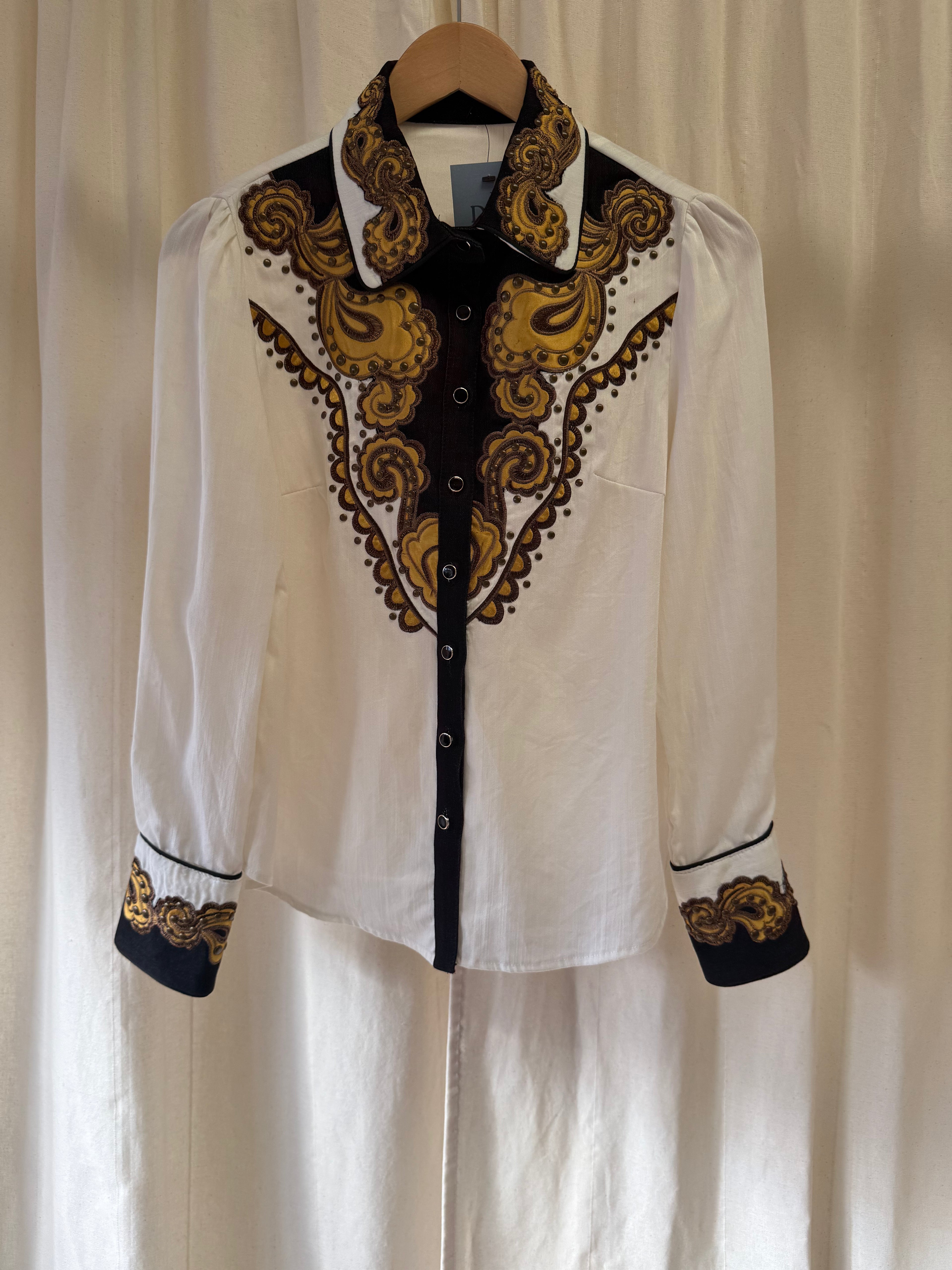 Western style shirt in cream, Size S/M