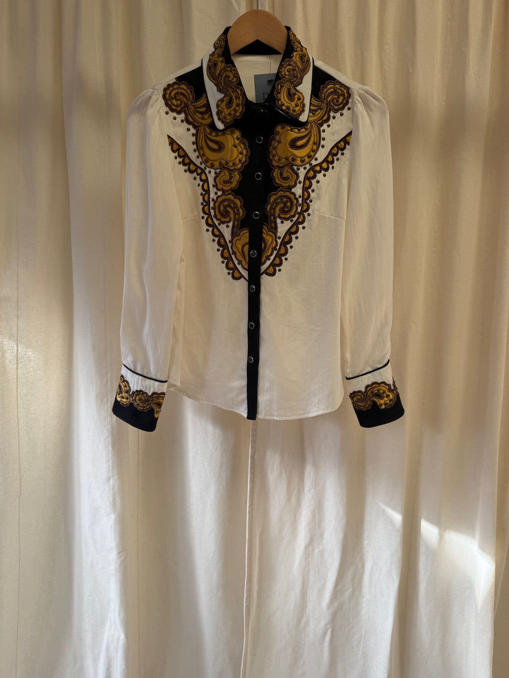 Western style shirt in cream, Size S/M