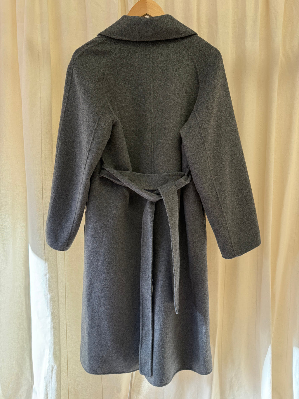 Mango Grey Wool Blend Belted Coat, Size S