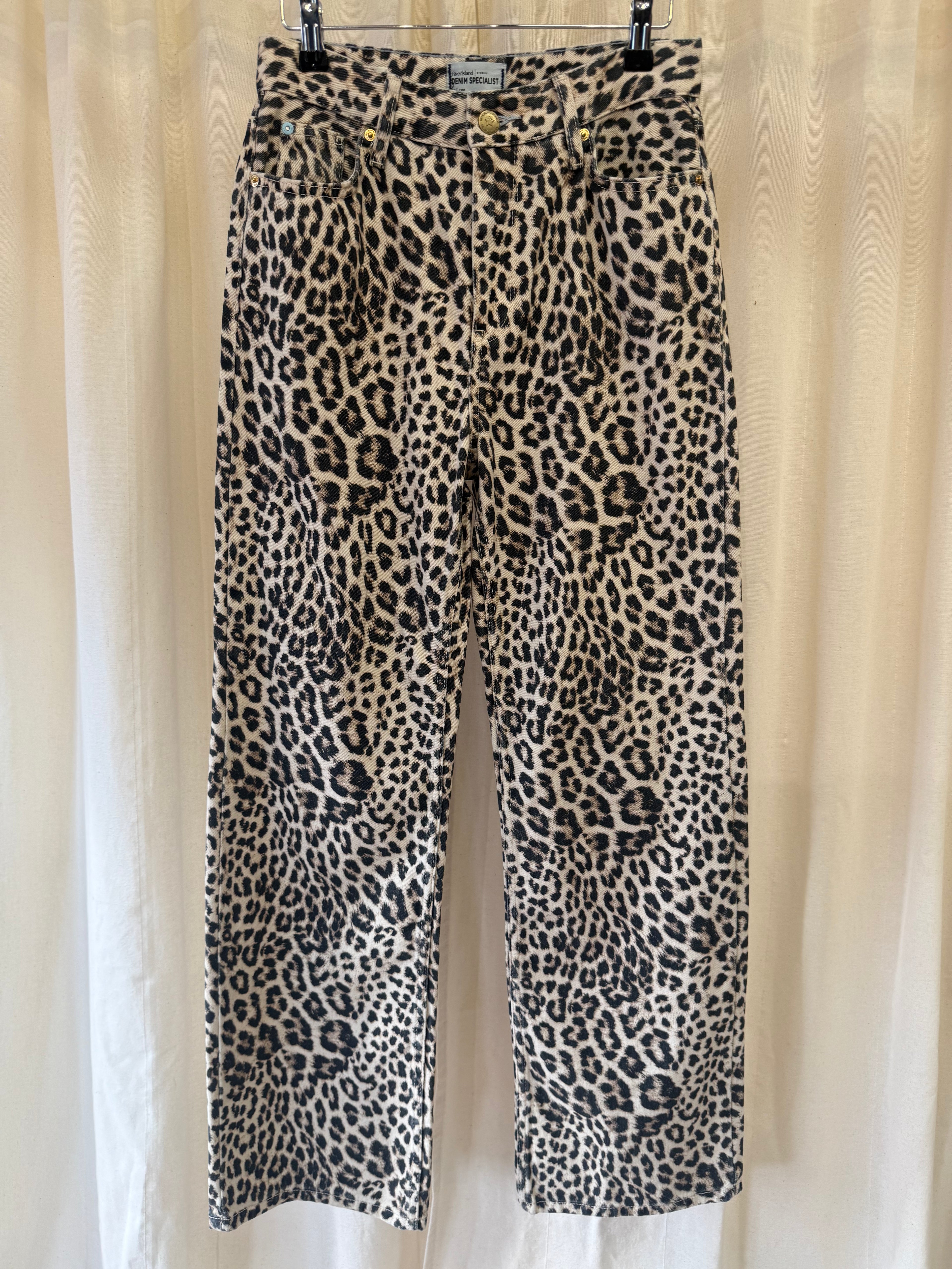 River Island Leopard Print Jeans, Size S