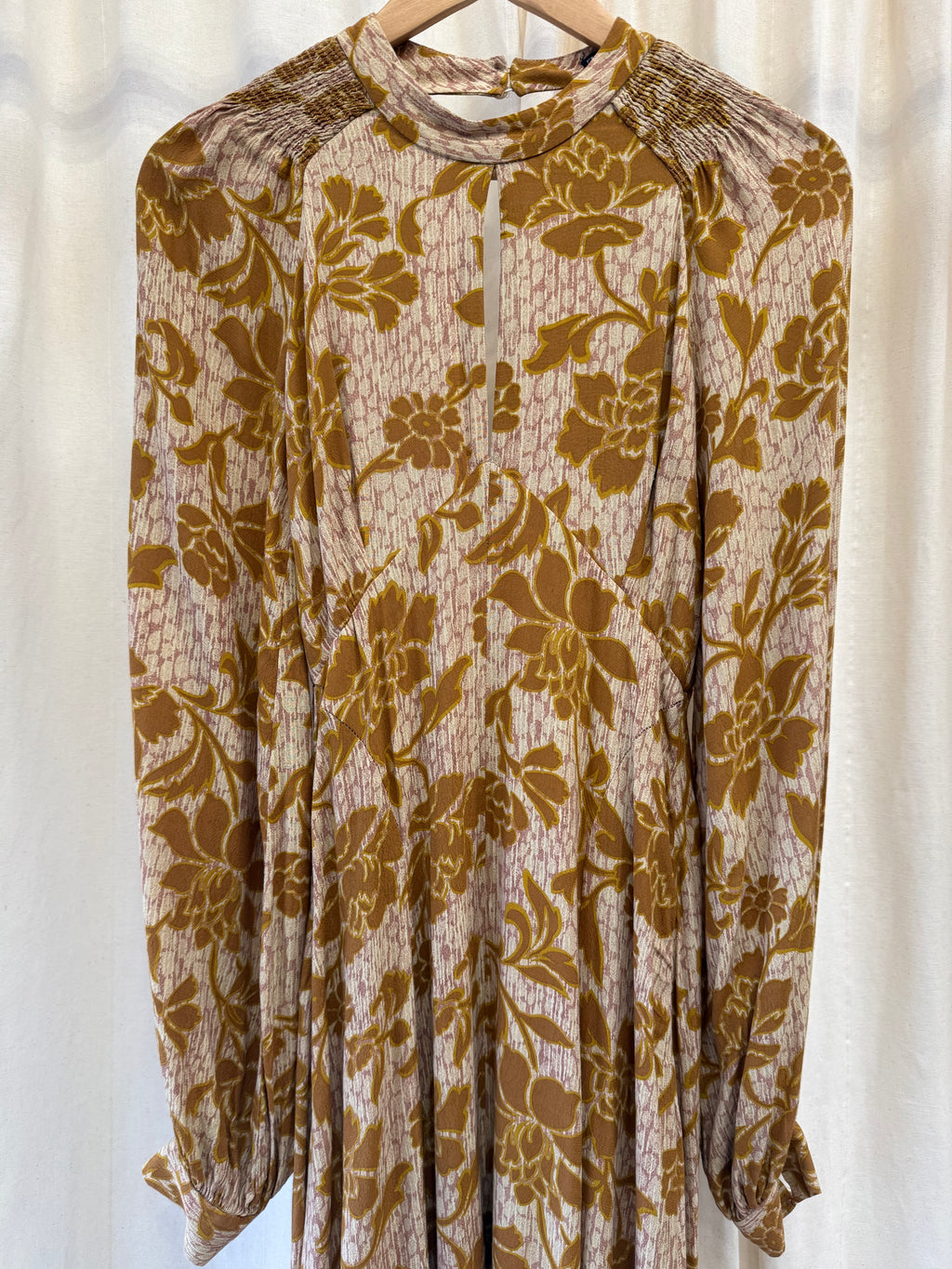 Zara Rust Orange Floral Open Back Maxi Dress, Size S