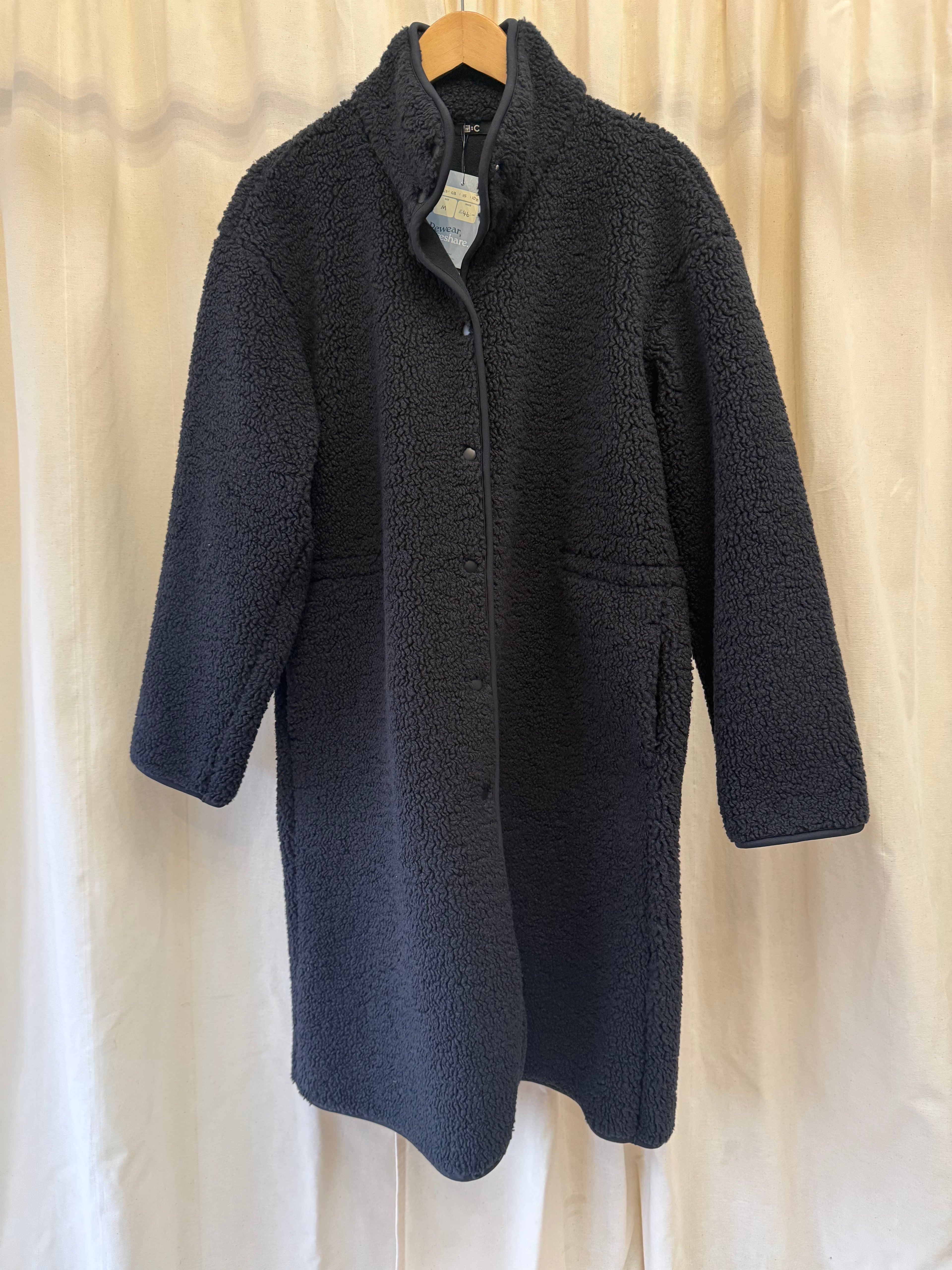 Uniqlo  Pile Lined Fleece Stand Collar Coat in Black, Size M