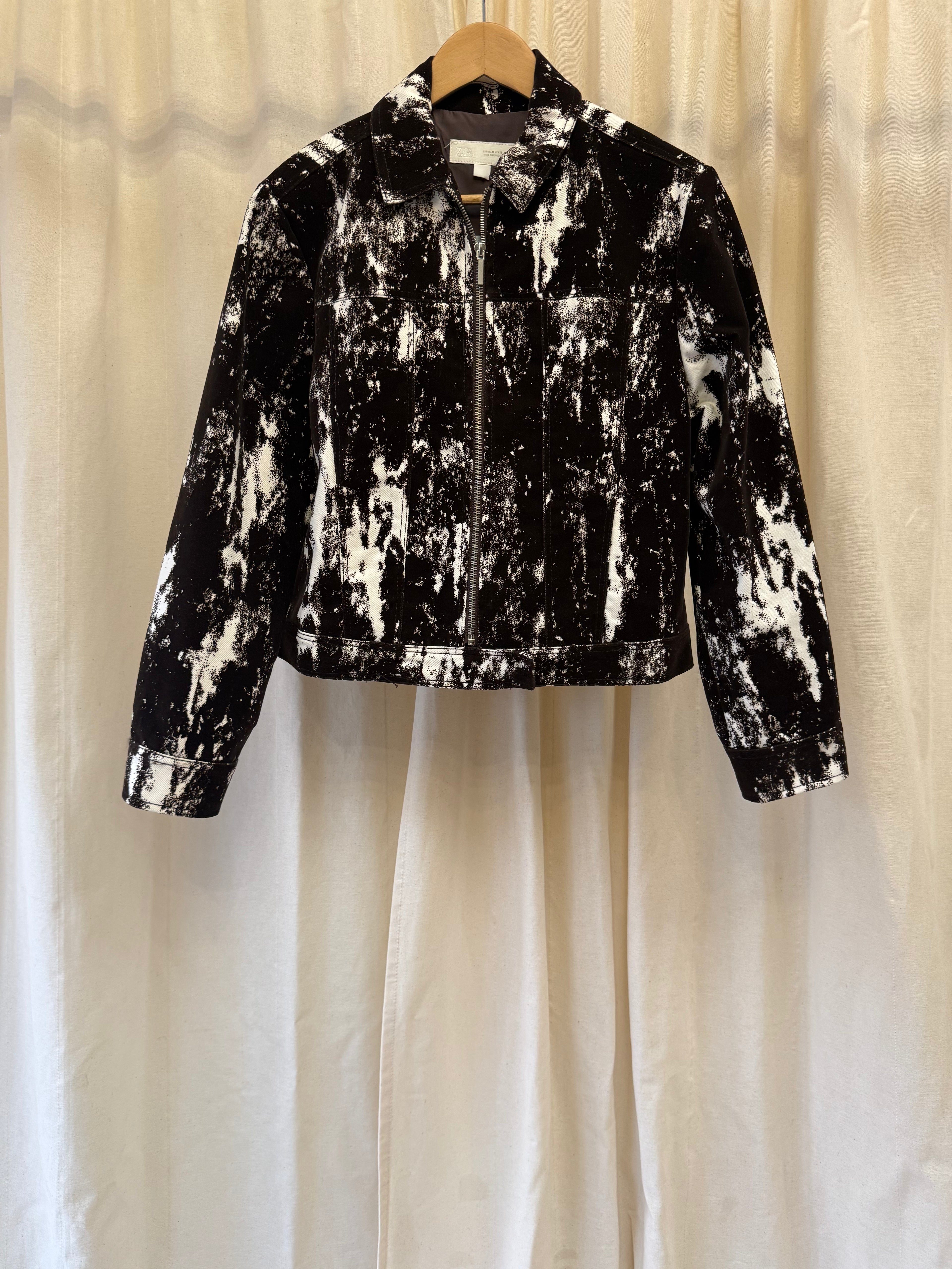 Zara Cowprint Floack Jacket, Size M