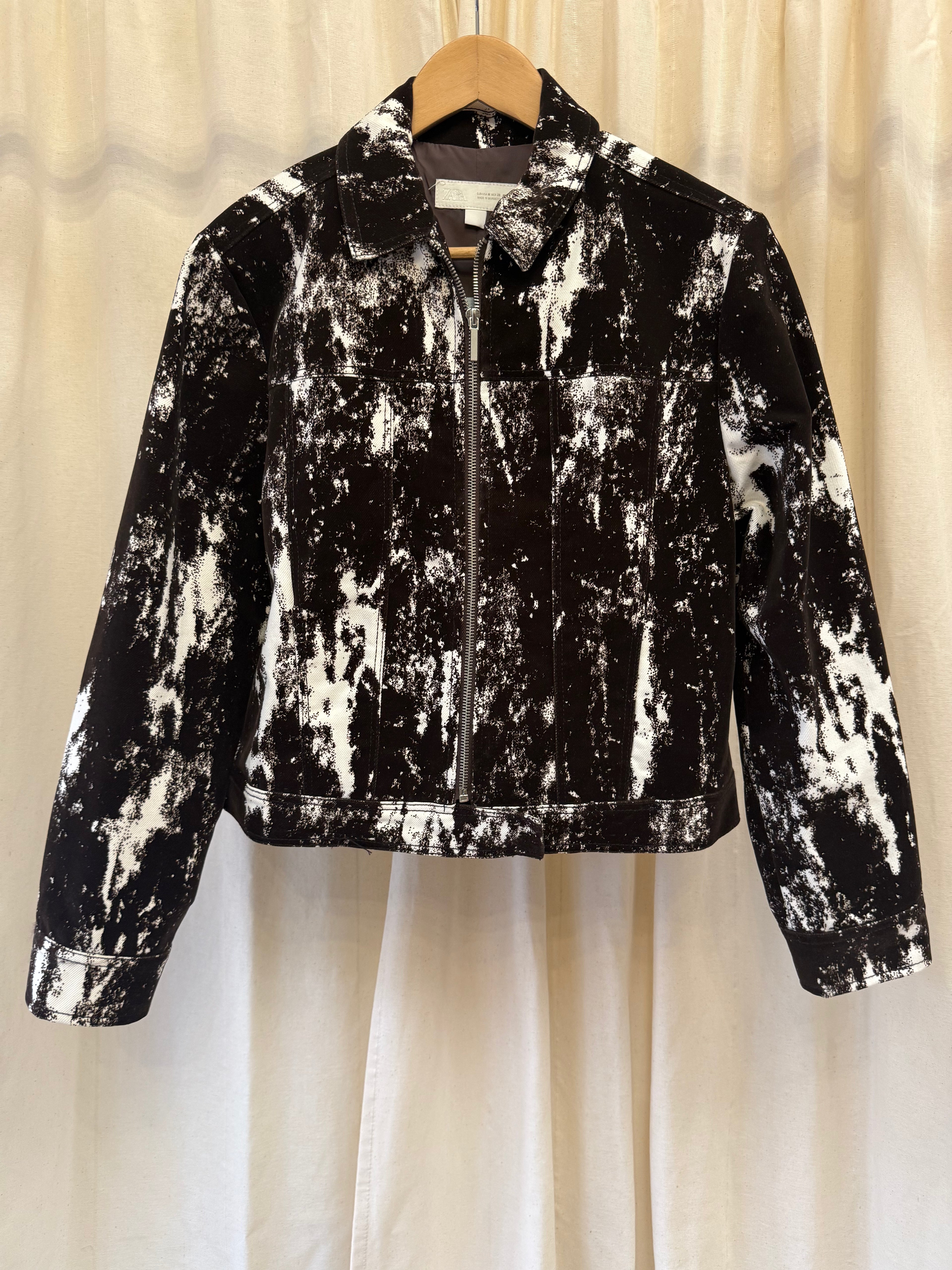 Zara Cowprint Floack Jacket, Size M