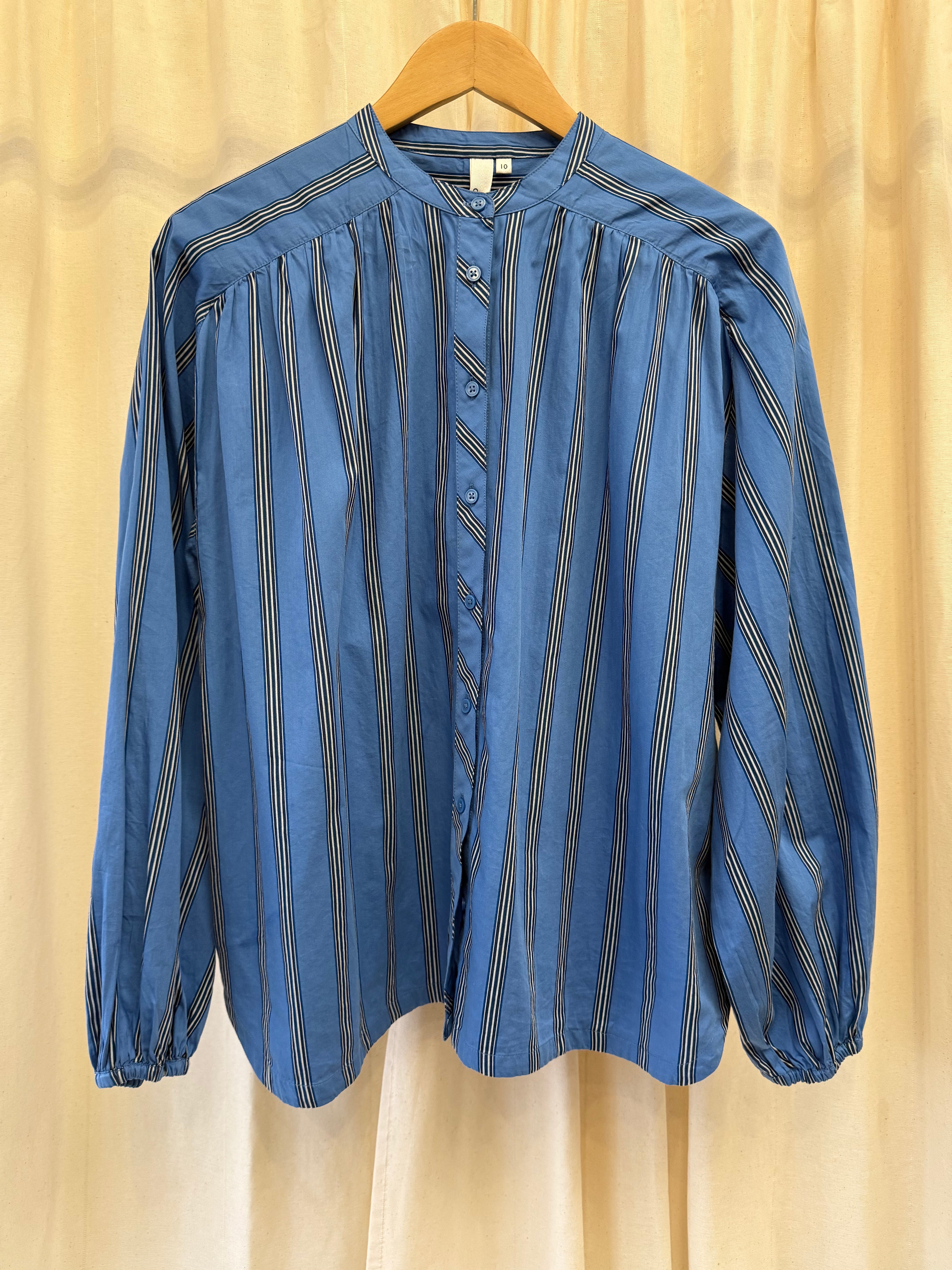 And Or Blue Pinstripe Shirt, Size S