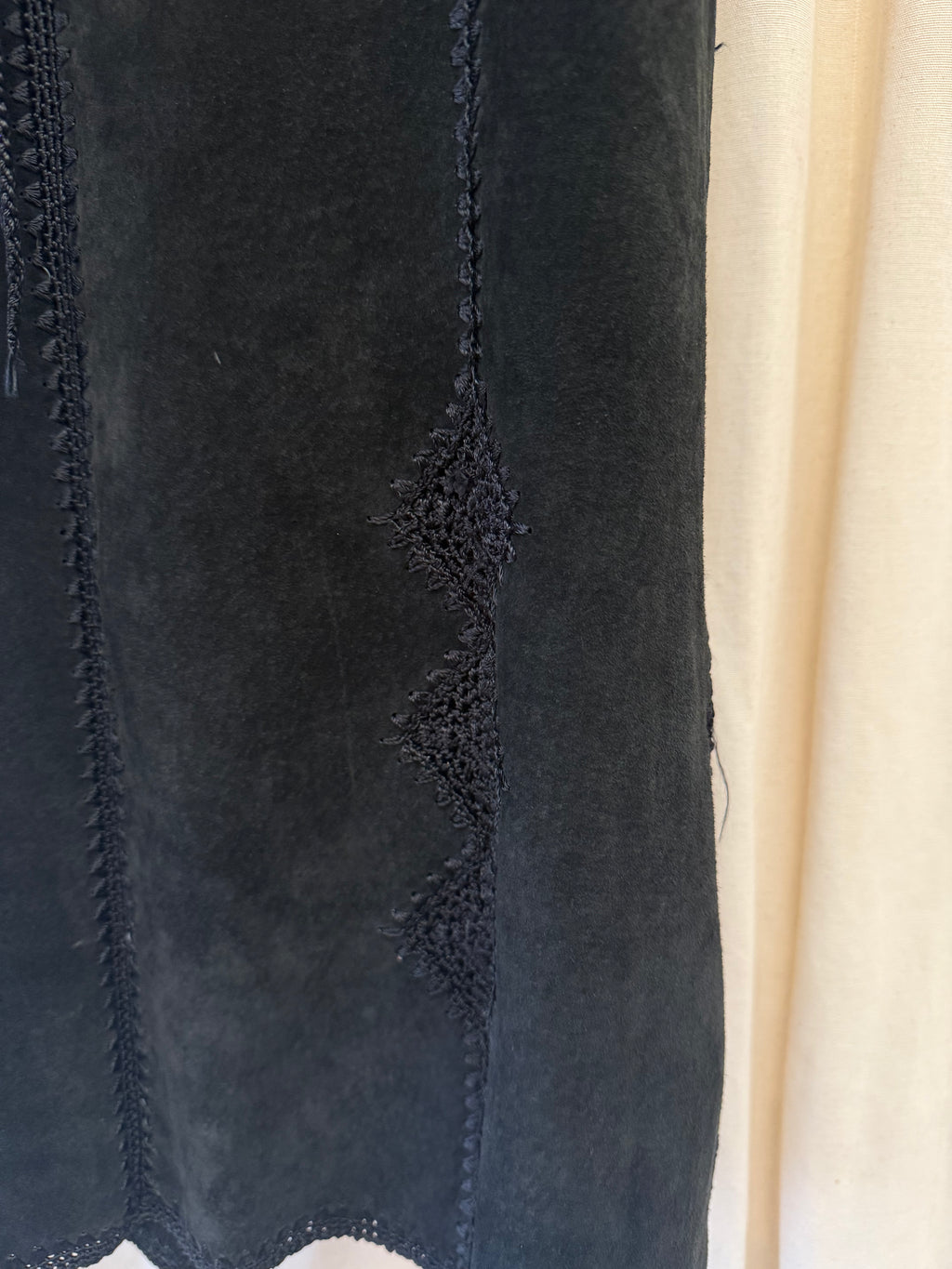 Zara Suede Black Pinafore Dress, Size S/M