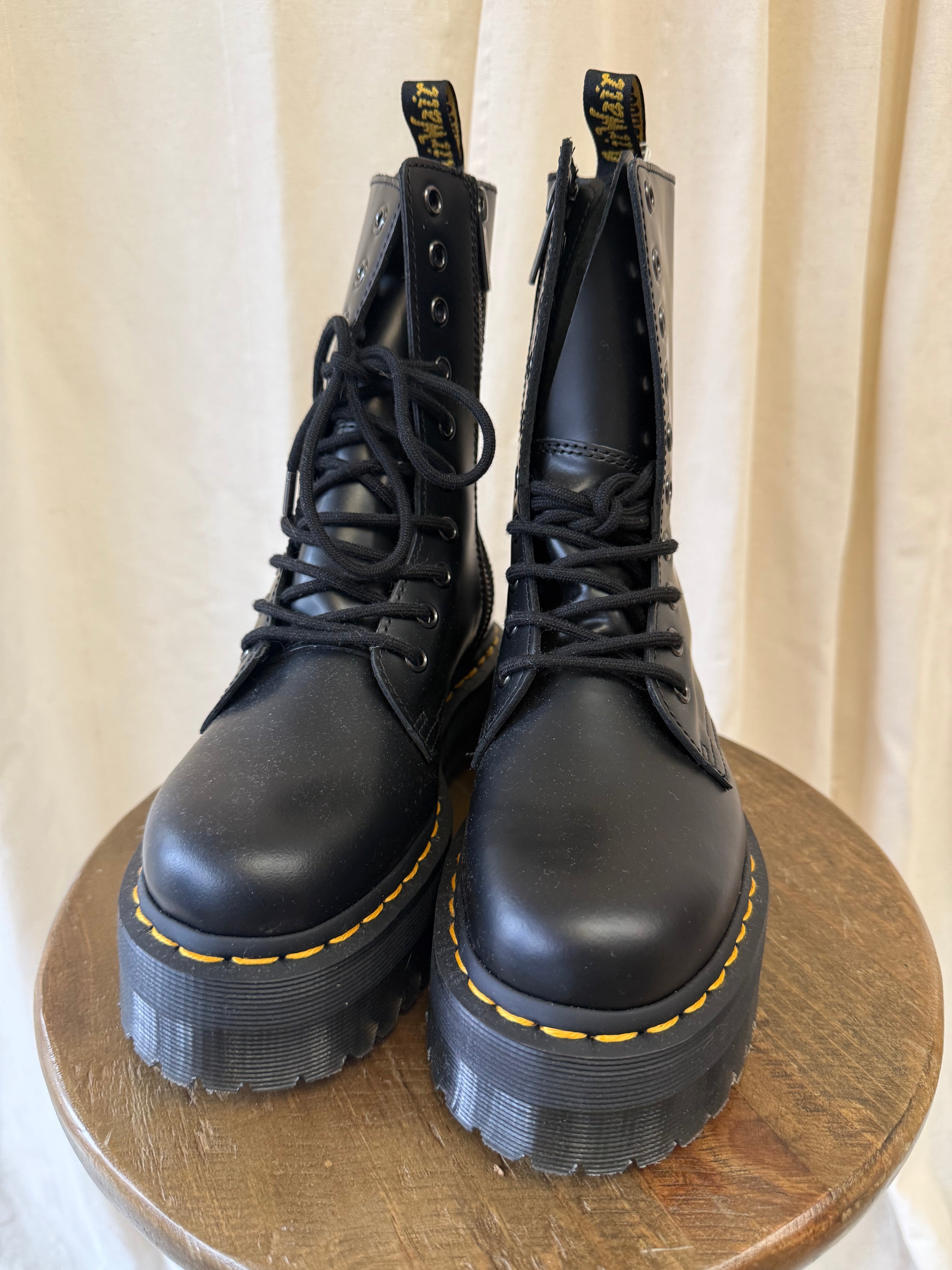 Doc Martens Jadon Smooth Leather Platform Boots, Size 4